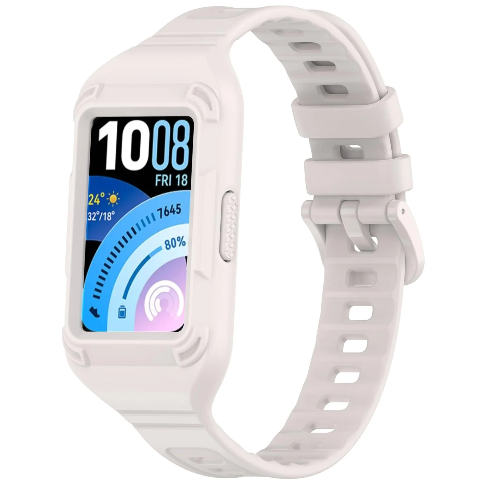 MOBIGON Rugged Silicone Strap with Bumper Case for Huawei Band 11 Pro, Starlight