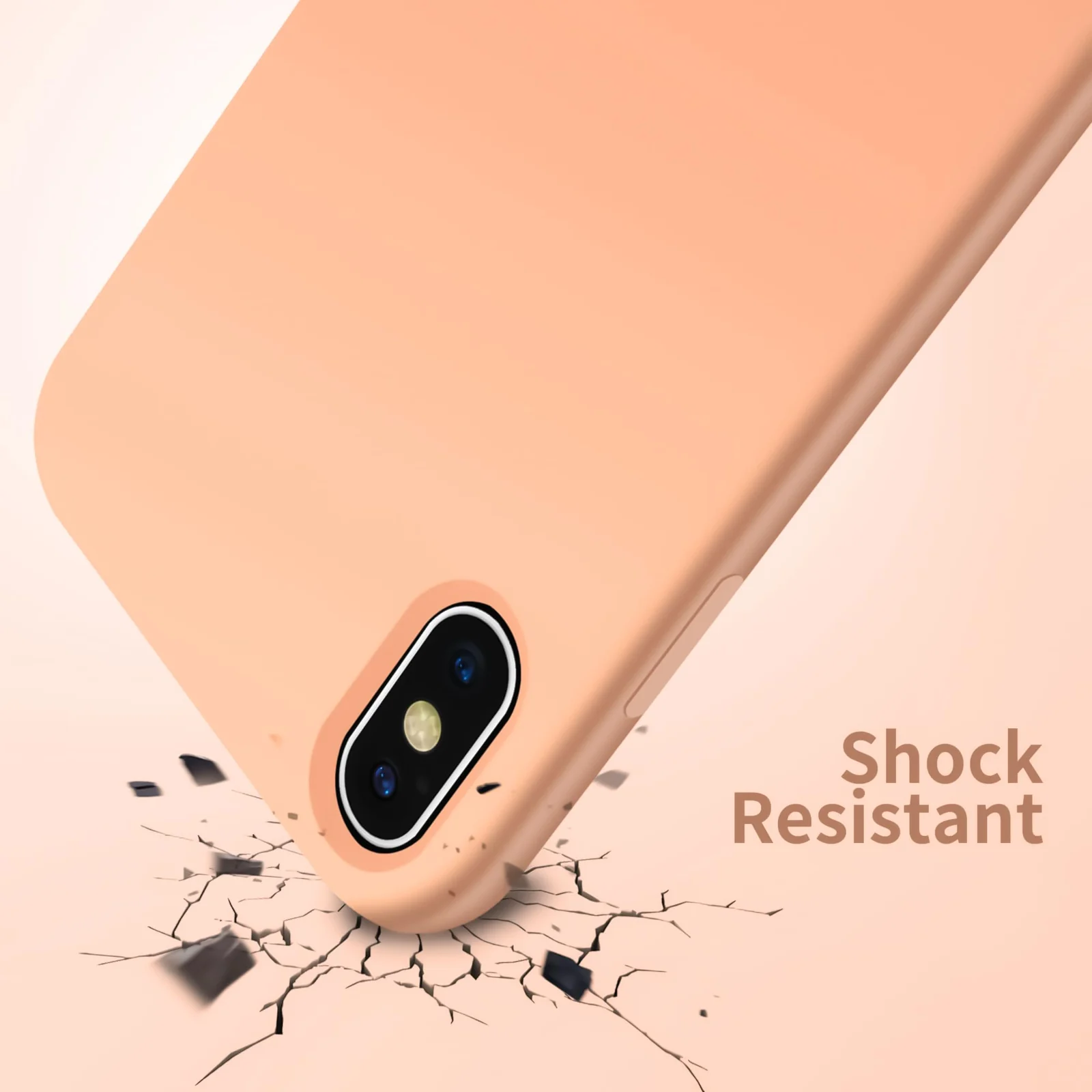 DL3 Mobilak Liquid Silicone Case for iPhone X / iPhone XS, Shock-absorbing protection, Scratch-resistant surface, Soft microfiber lining - Light Orange