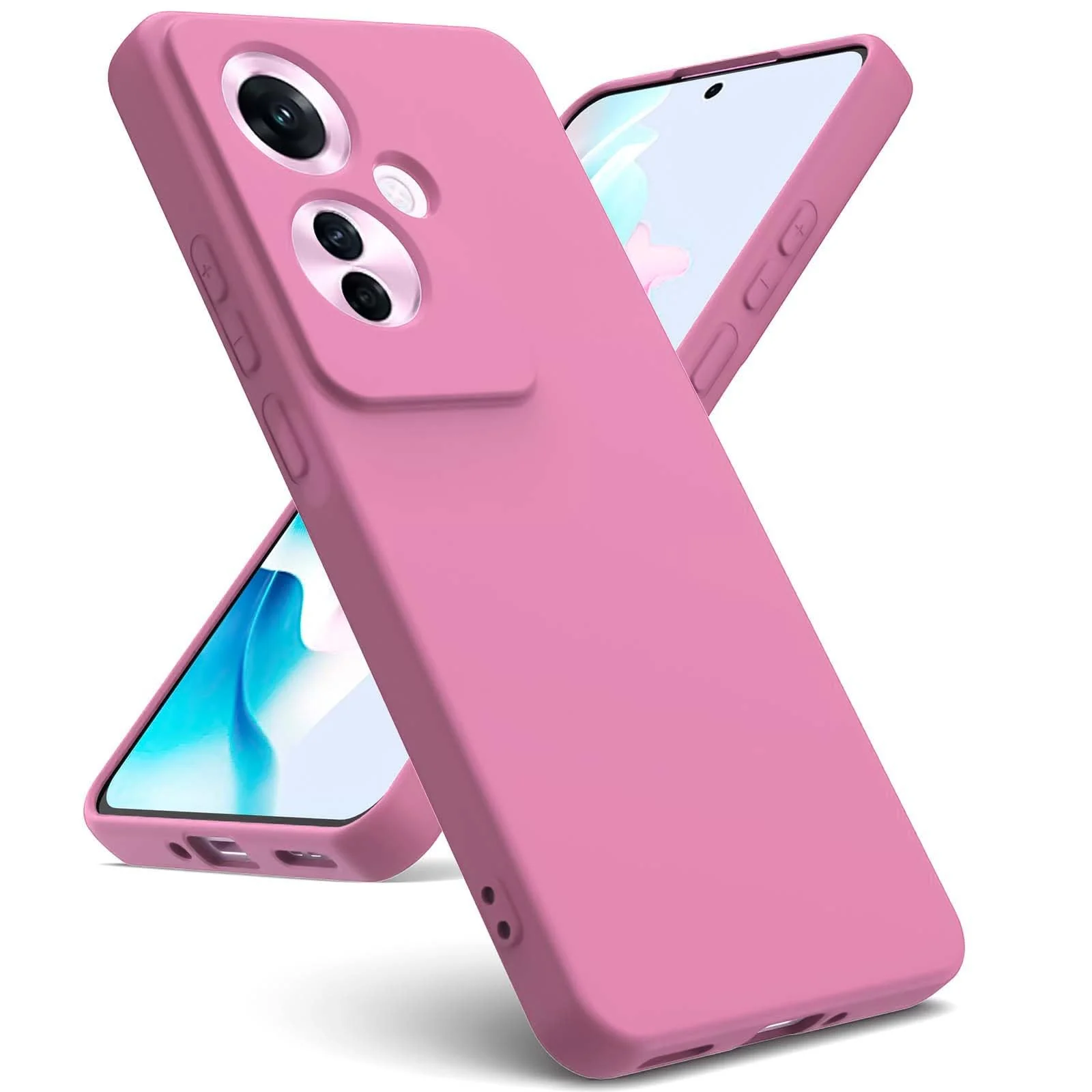 DL3 Mobilak Liquid Silicone Protective Case for OPPO Reno11 F 5G with Camera Protection and Microfiber Lining - Pink