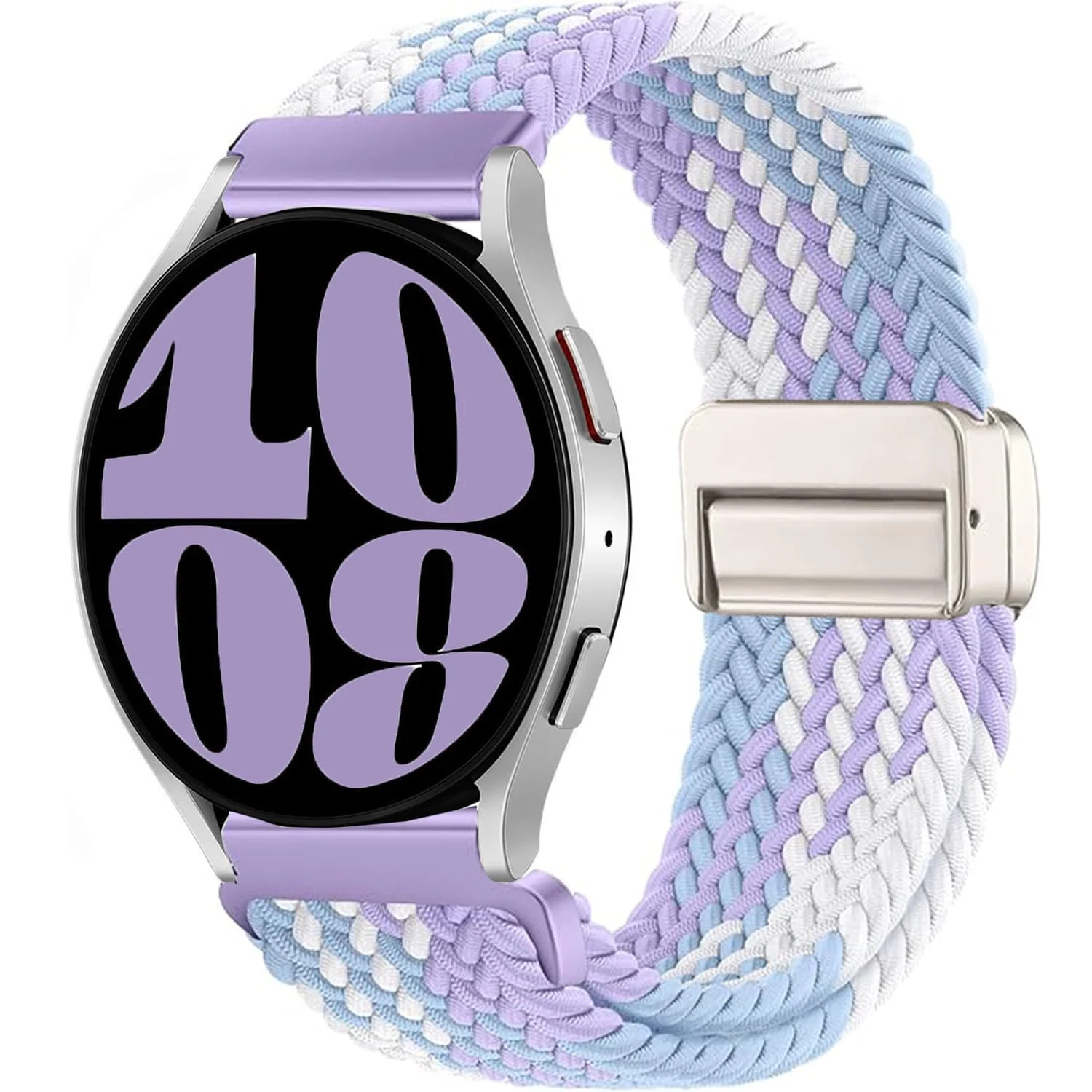DL3 Mobilak 22mm Magnetic Band for Redmi Watch 5 Active/5 Lite/Samsung Galaxy Watch 3 45mm/Watch 46mm/Gear S3/Huawei watch GT6 GT5 46MM/GT2E/GT6 Pro/GT 5 Pro/Amazfit GTR 4/3, Stretchy Braided Nylon Sport Strap - Violets