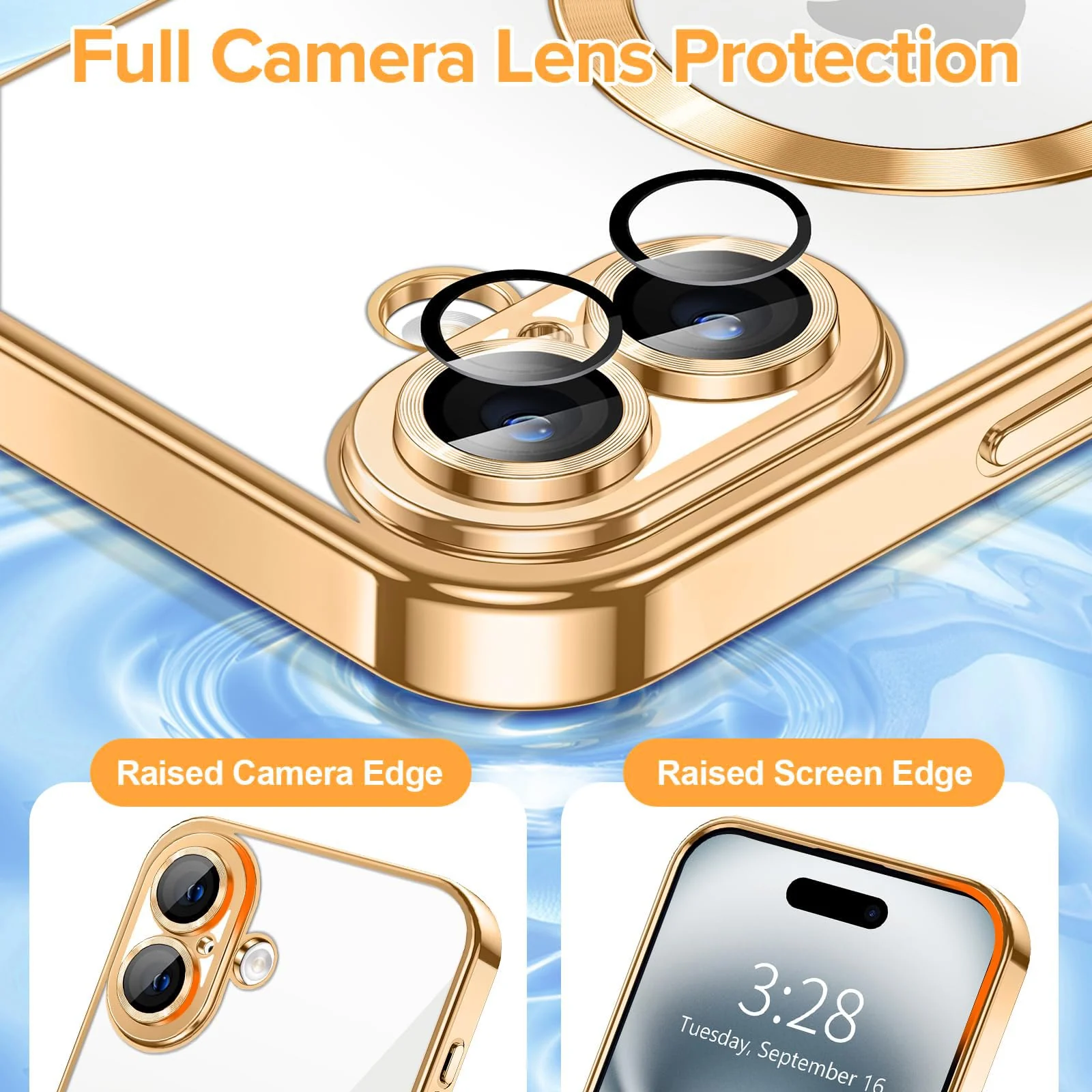 DL3 Mobilak Clear MagSafe-Compatible TPU Case for iPhone 16 6.1 - Gold