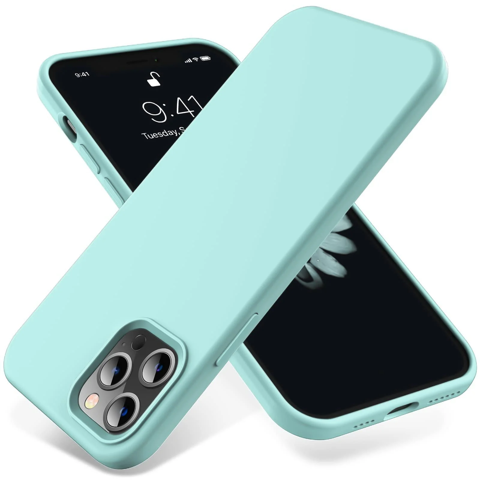 DL3 Mobilak Liquid Silicone Protective Case for iPhone 15 Pro Max with Camera Protection and Microfiber Lining - Turquoise