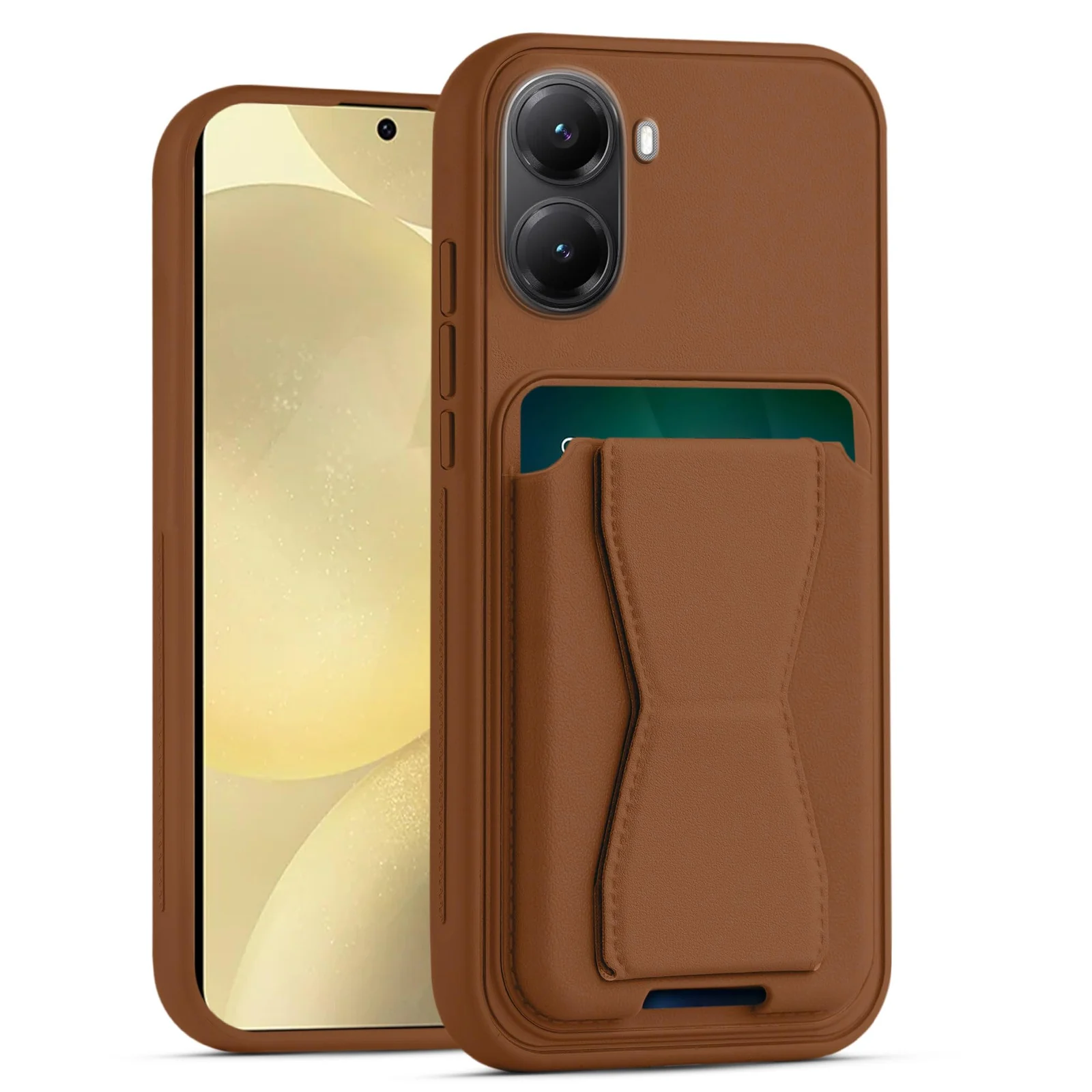 Mobigon Leather Wallet Case Compatible with Xiaomi Poco X7 Pro, Leather Back Cover With TPU Frame, Shockproof Protective Phone Case with Card Holder Stand - Black