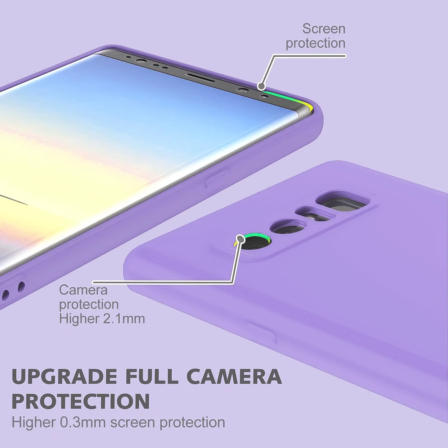DL3 Mobilak Liquid Silicone Protective Case with Soft Microfiber Lining with Full Camera Protection for Samsung Galaxy Note 8 - Light Orange