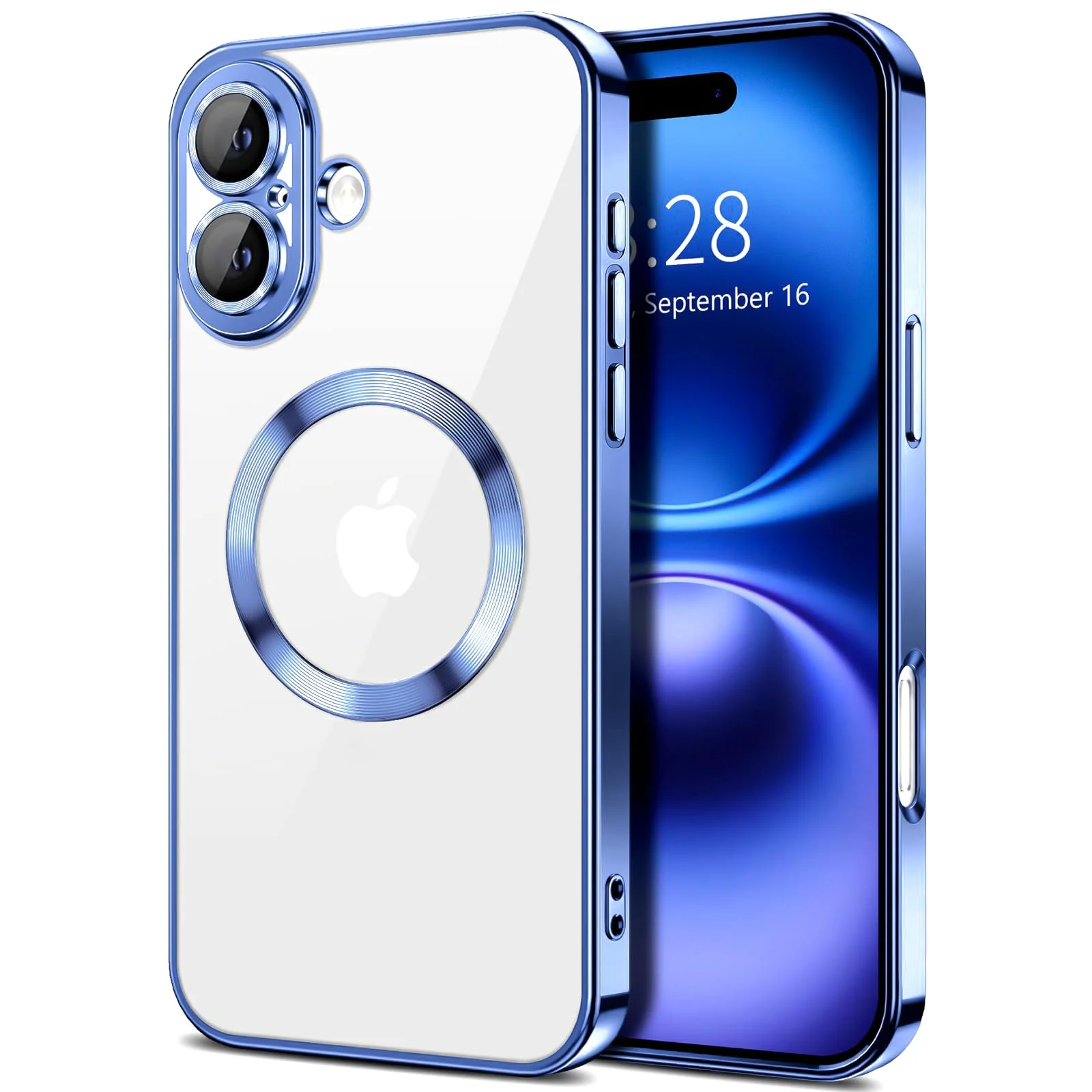 DL3 Mobilak Plated-Edge TPU Protective Case with Camera Protection for iPhone 16 Plus - Steel Blue