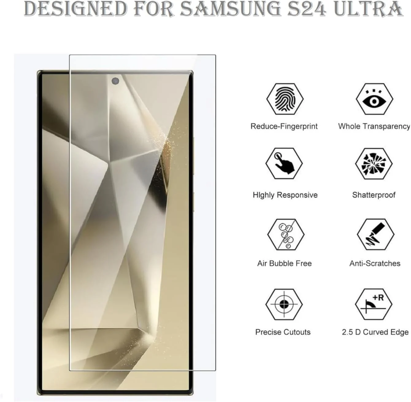 DL3 Mobilak for Samsung Galaxy S24 Ultra Tempered Glass Screen Protector, 9H Hardness Anti-Scratch Tempered Glass flim, Case Friendly, Anti-Scratch - Clear