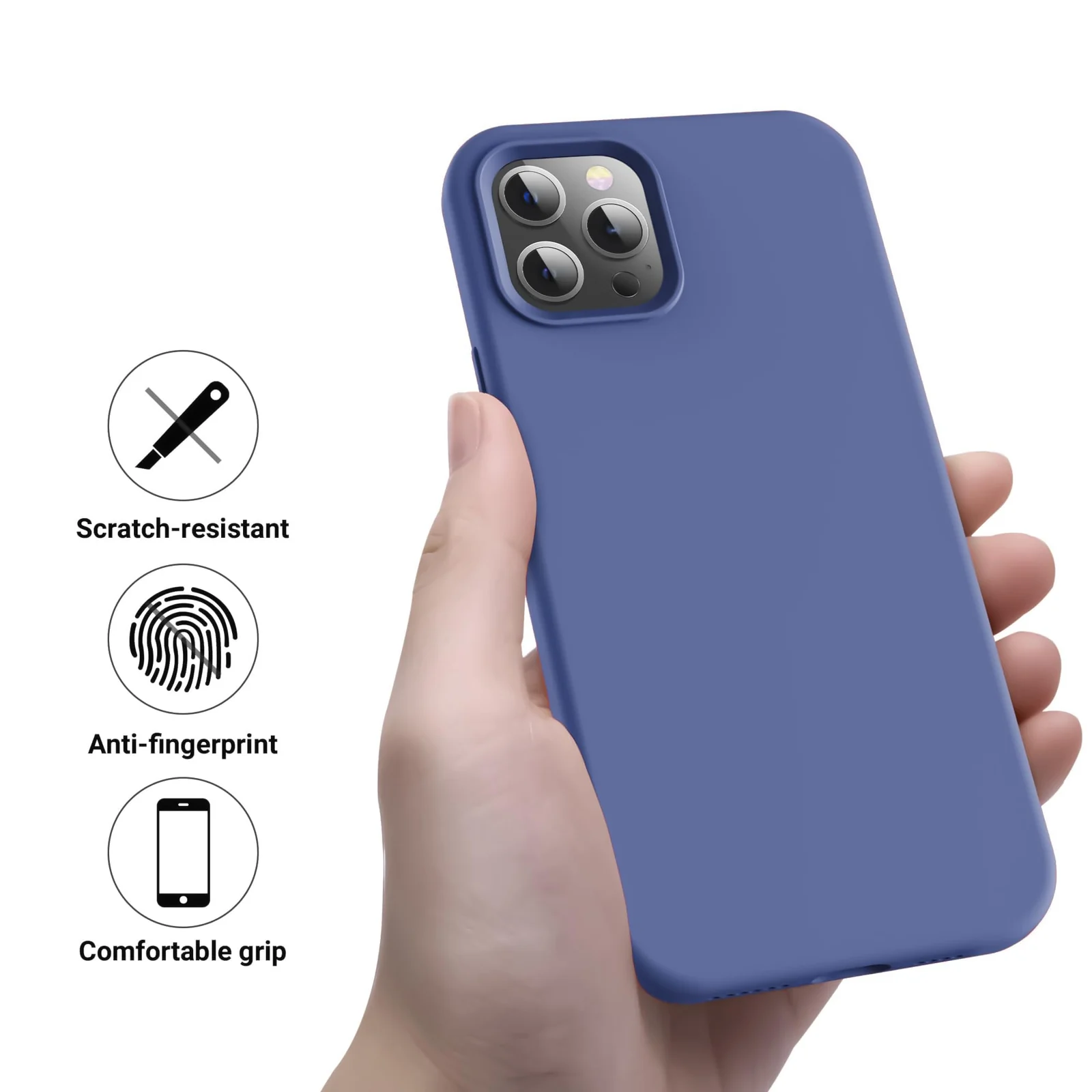 DL3 Mobilak Liquid Silicone Case for iPhone 11 Pro Max (6.5 Inch), Shock-absorbing protection, Scratch-resistant surface, Soft microfiber lining - Lavender Blue