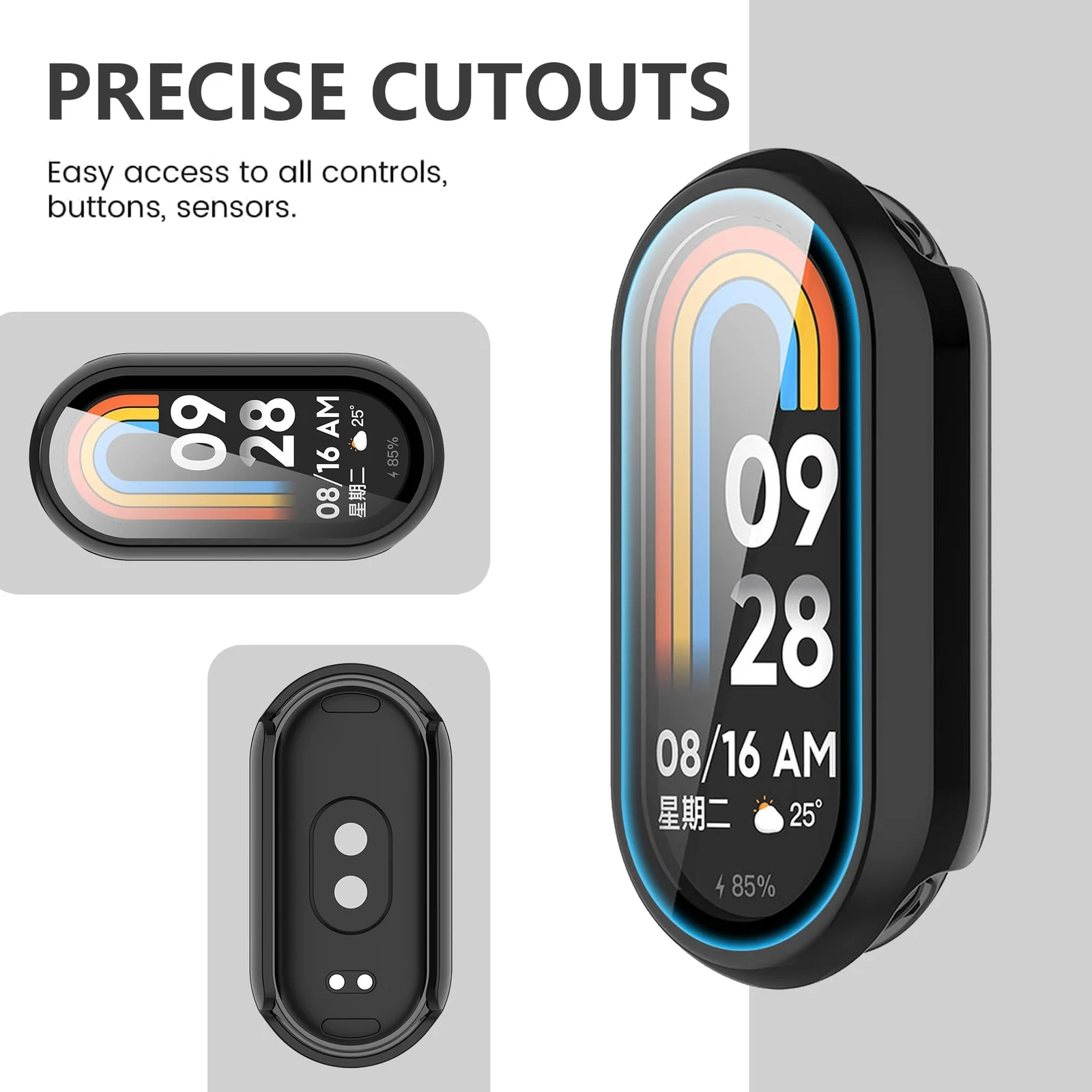 DL3 Mobilak PC Protective Case for Xiaomi Smart Band 10 with Shockproof Design - Black