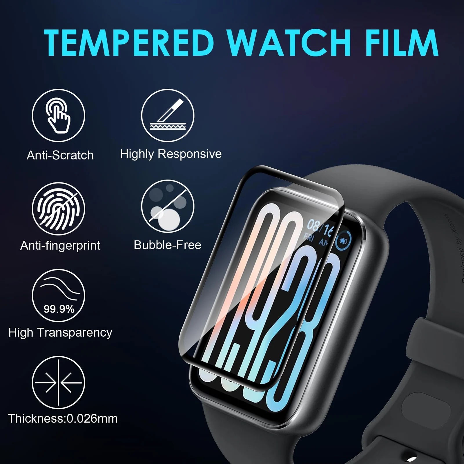 DL3 Mobilak Screen Protector For Xiaomi Smart Band 9 Pro/Xiaomi Mi Band 9 Pro, 3D Curved Soft Edge Protective Film [Anti-Scratch] [Bubble Free] [Ultra Shatterproof] [High Sensitive] (Not Glass) - Black