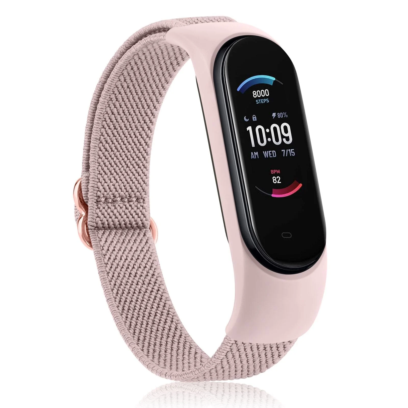 DL3 Mobilak Nylon Loop Stretchy Strap for Xiaomi Mi Band 7/Mi Band 6/Mi Band 5/Mi Band 4/Mi Band 3, Adjustable Elastic Sport Band for Mi Band 7 6 5 4 3, Strap Smart Watch Accessories - Pink