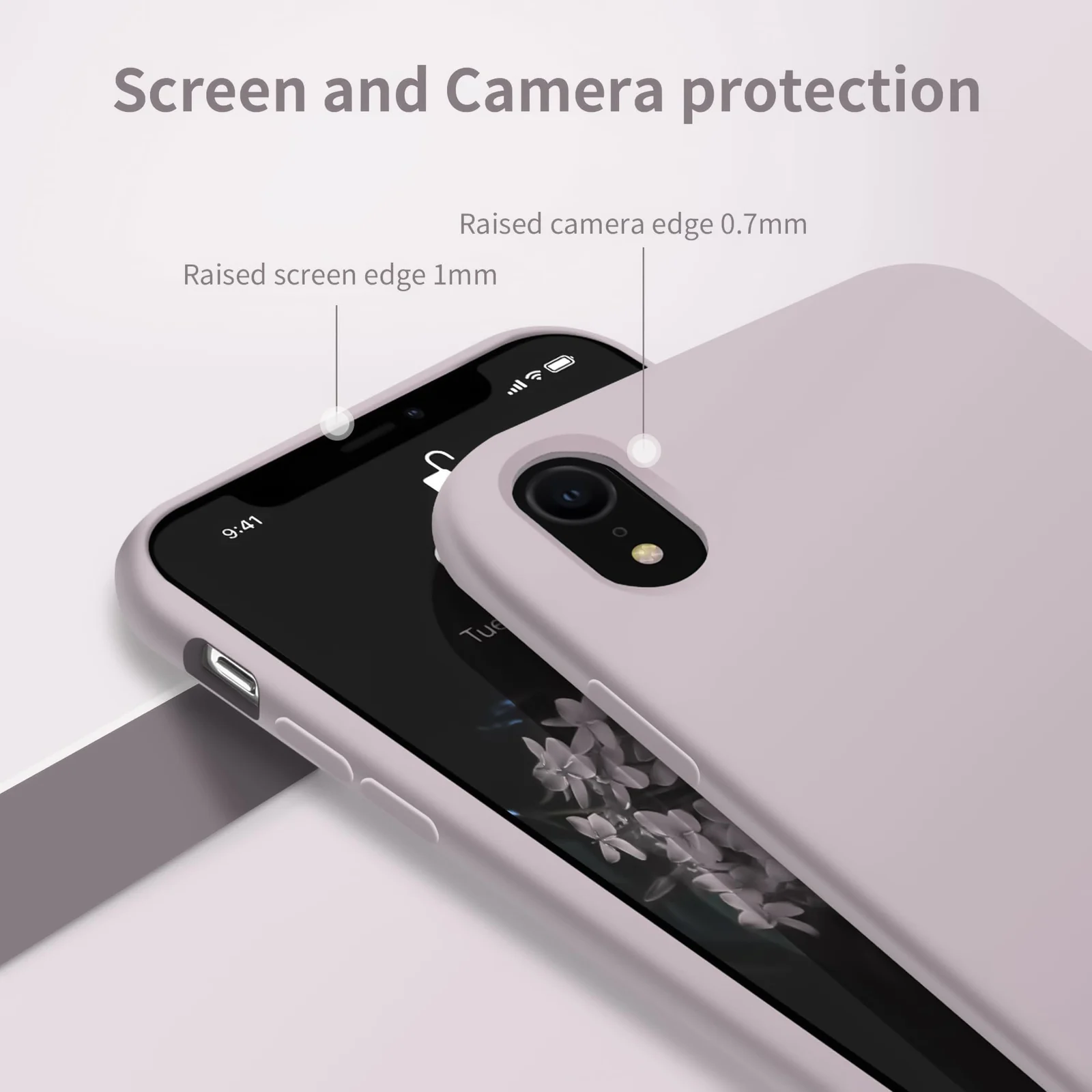 DL3 Mobilak Liquid Silicone Case for iPhone XR, Shock-absorbing protection, Scratch-resistant surface, Soft microfiber lining - Lavender Pink