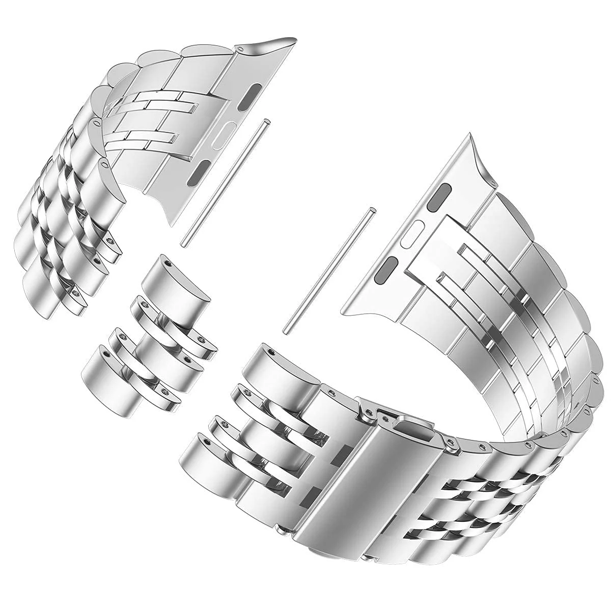 DL3 MOBILAK Band For Apple Watch Ultra Band 49mm 45mm 44mm 42mm 41mm 40mm 38mm, Metal Stainless Steel Strap for Apple Watch Series 8 Ultra 7 6 5 4 3 2 1 Se (42MM/44MM/45MM/49MM) - Silver