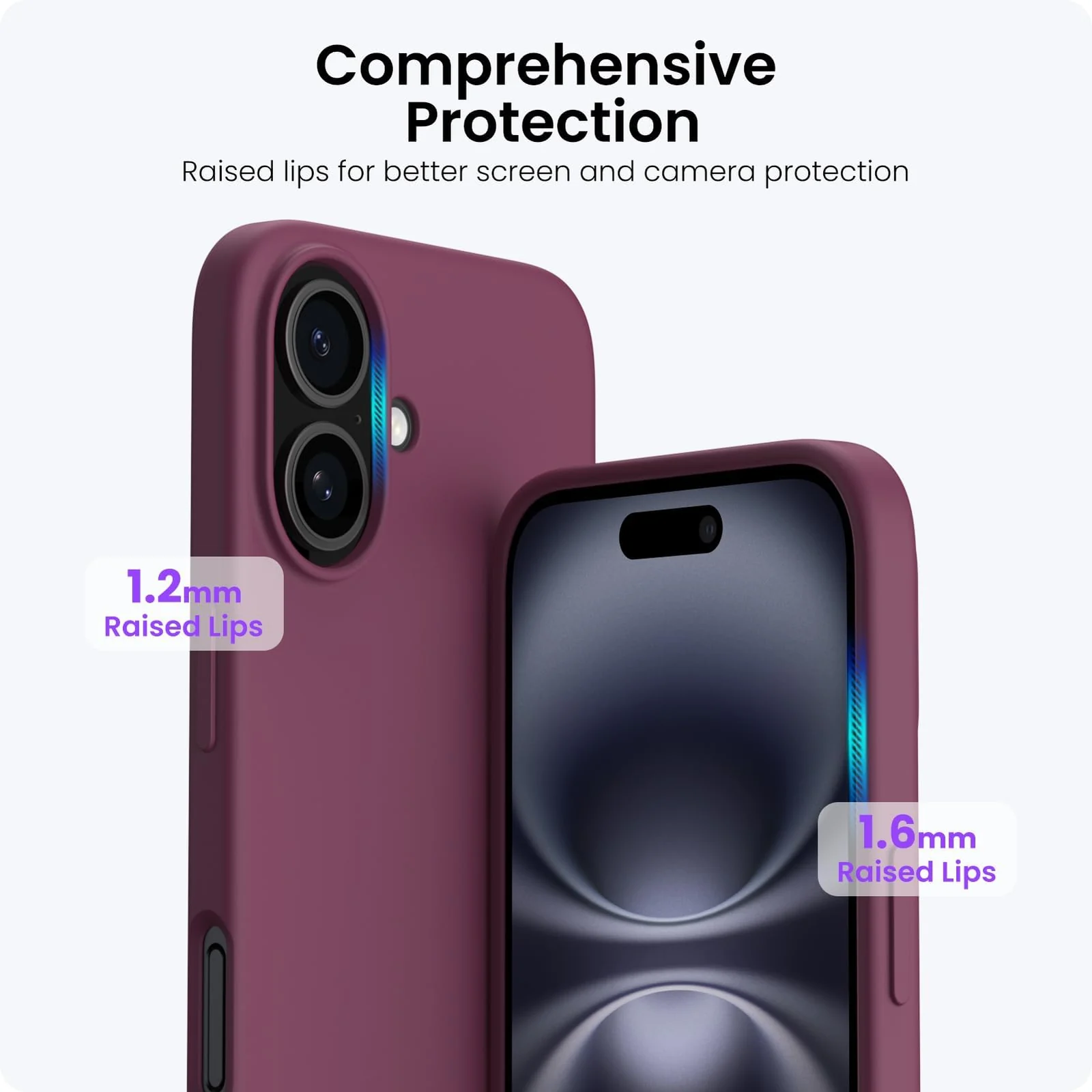 DL3 Mobilak Liquid Silicone Protective Case with Soft Microfiber Lining for iPhone 16 - Wine Red