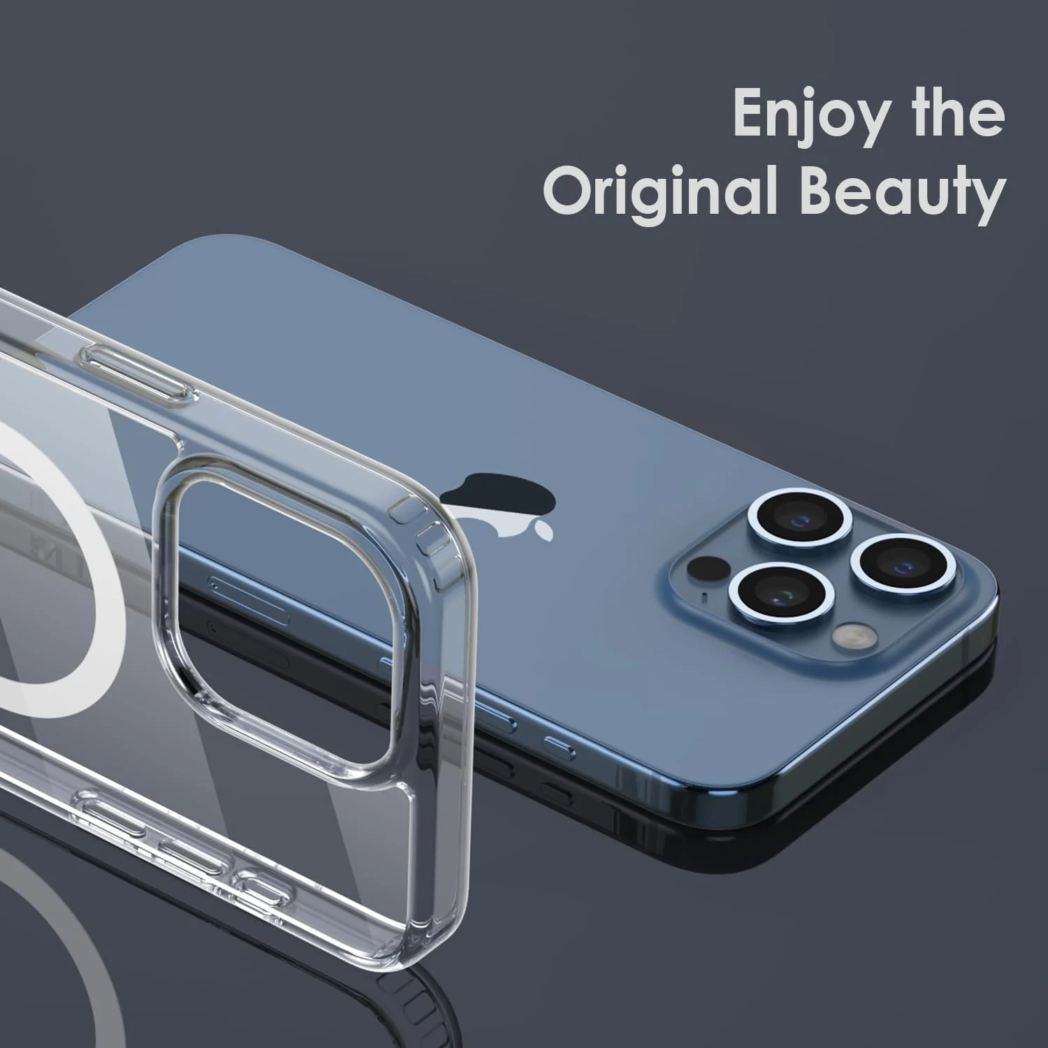 DL3 MOBILAK for iPhone 15 Pro Max Case Clear [Compatible with MagSafe] Slim Magnetic Clear Bumper Case for Enhanced Protection