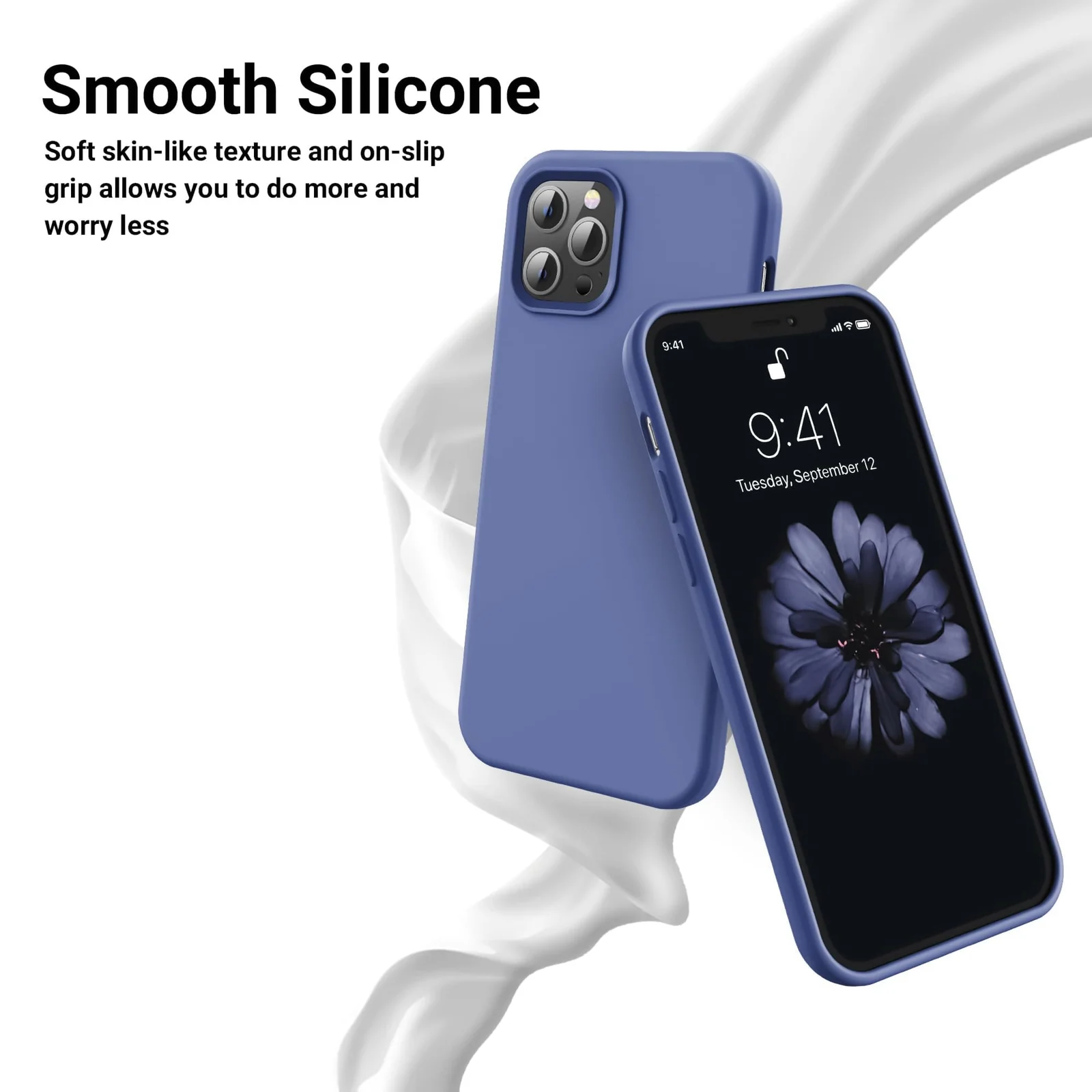DL3 Mobilak Liquid Silicone Case for iPhone 11 Pro Max (6.5 Inch), Shock-absorbing protection, Scratch-resistant surface, Soft microfiber lining - Lavender Blue