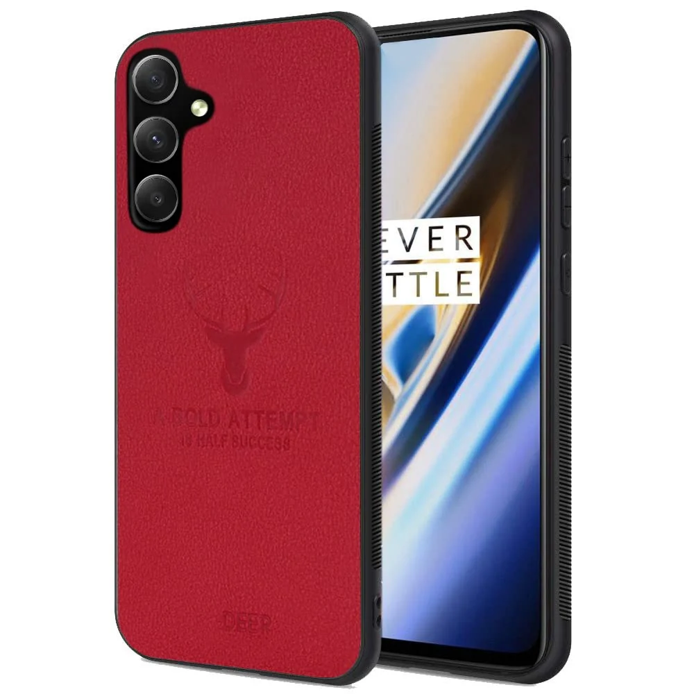 Dl3 Mobilak Case For Samsung Galaxy A54 5G Luxury Soft Texture Deer Patterned TPU Leather Protective, Dirt-Resistant, Anti-Shock, Anti-Fingerprint, Cover Full Body Protective (Blue)