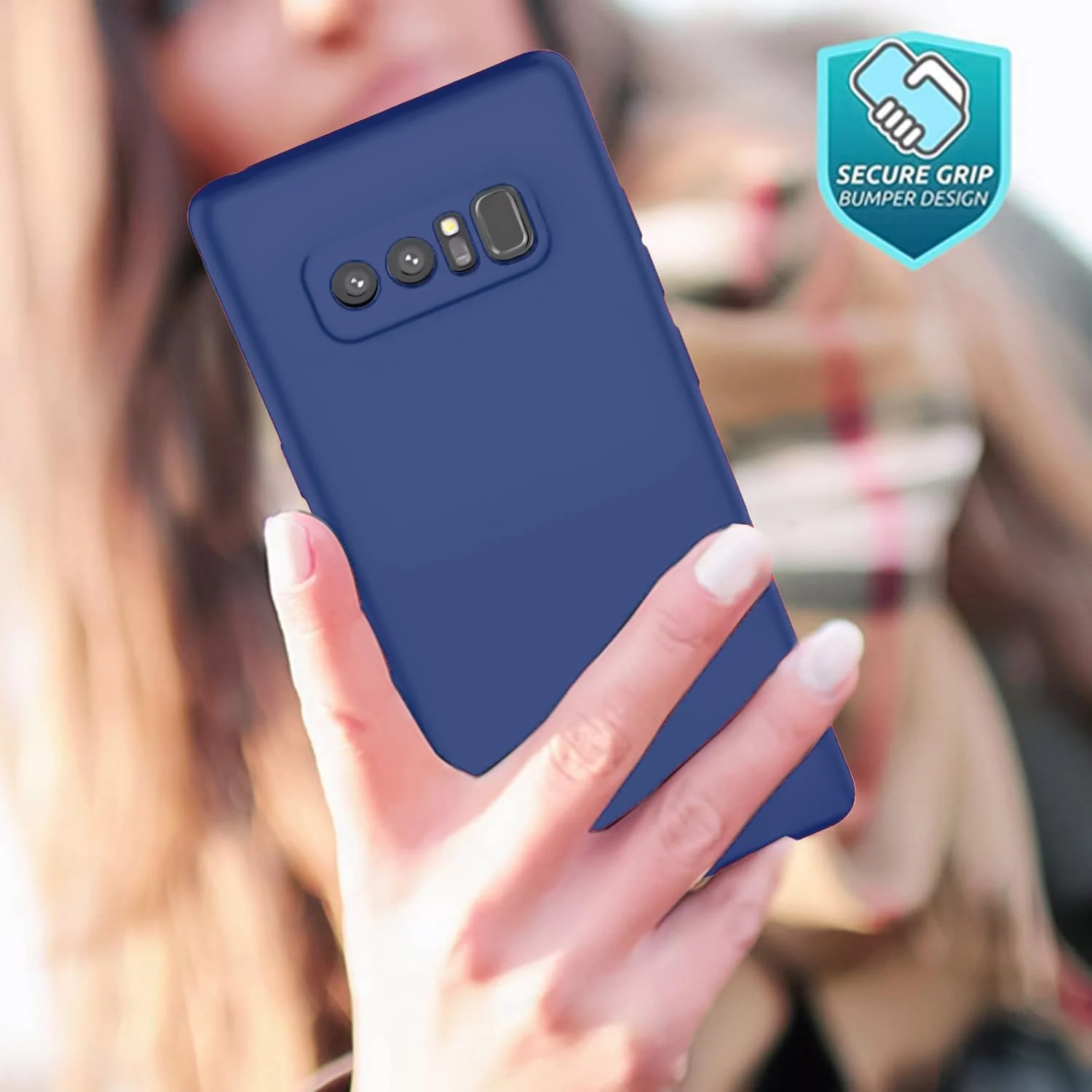 DL3 Mobilak Liquid Silicone Protective Case with Soft Microfiber Lining with Full Camera Protection for Samsung Galaxy Note 8 - Blue 1