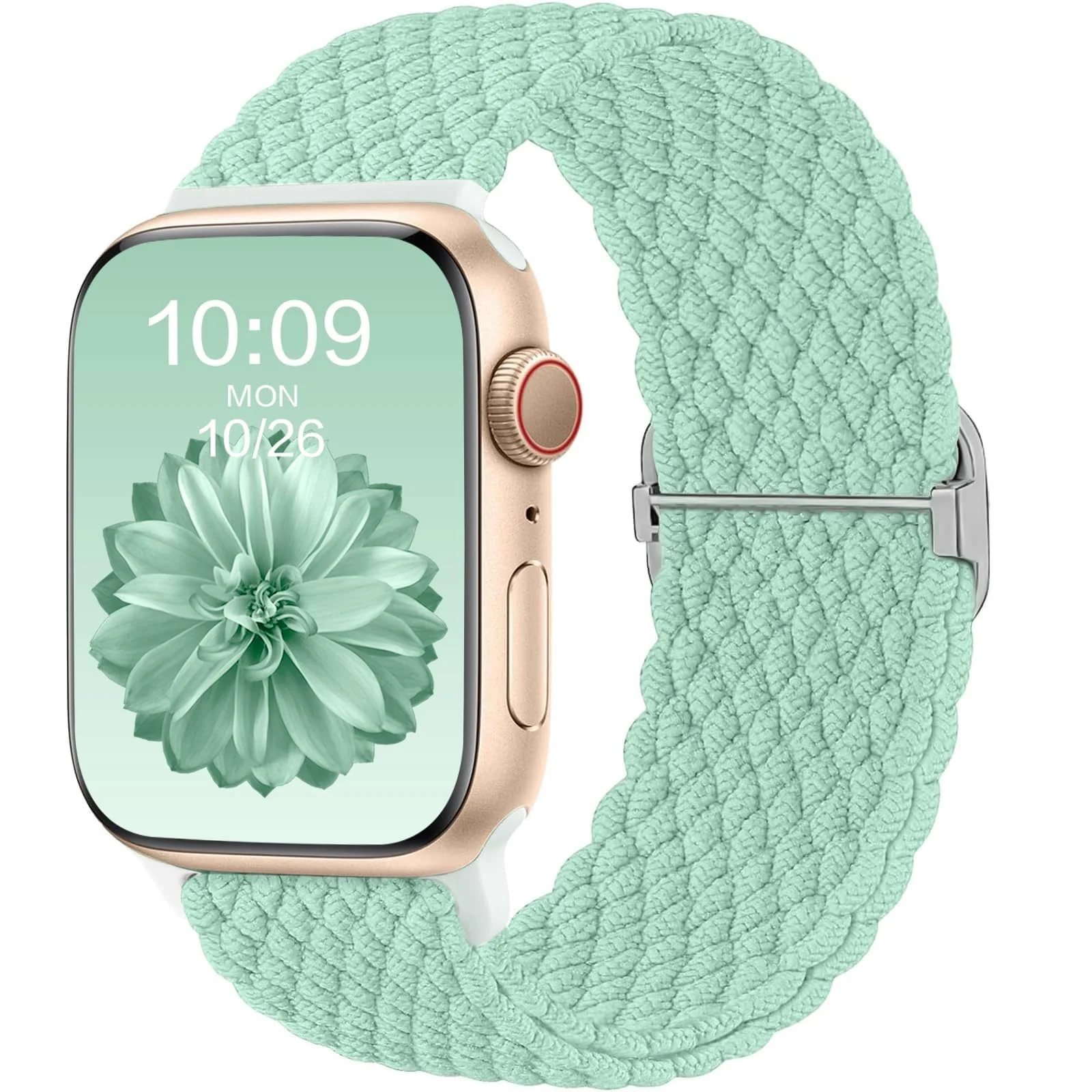 DL3 Mobilak Stretchy Nylon Solo Loop Strap For Apple Watch Band 40mm 41mm 38mm 42mm(Series 11 10) for Women Men, Sport Breathable Braided Wristband for iWatch Series 11 10 9 8 7 6 5 4 SE - Pistachio