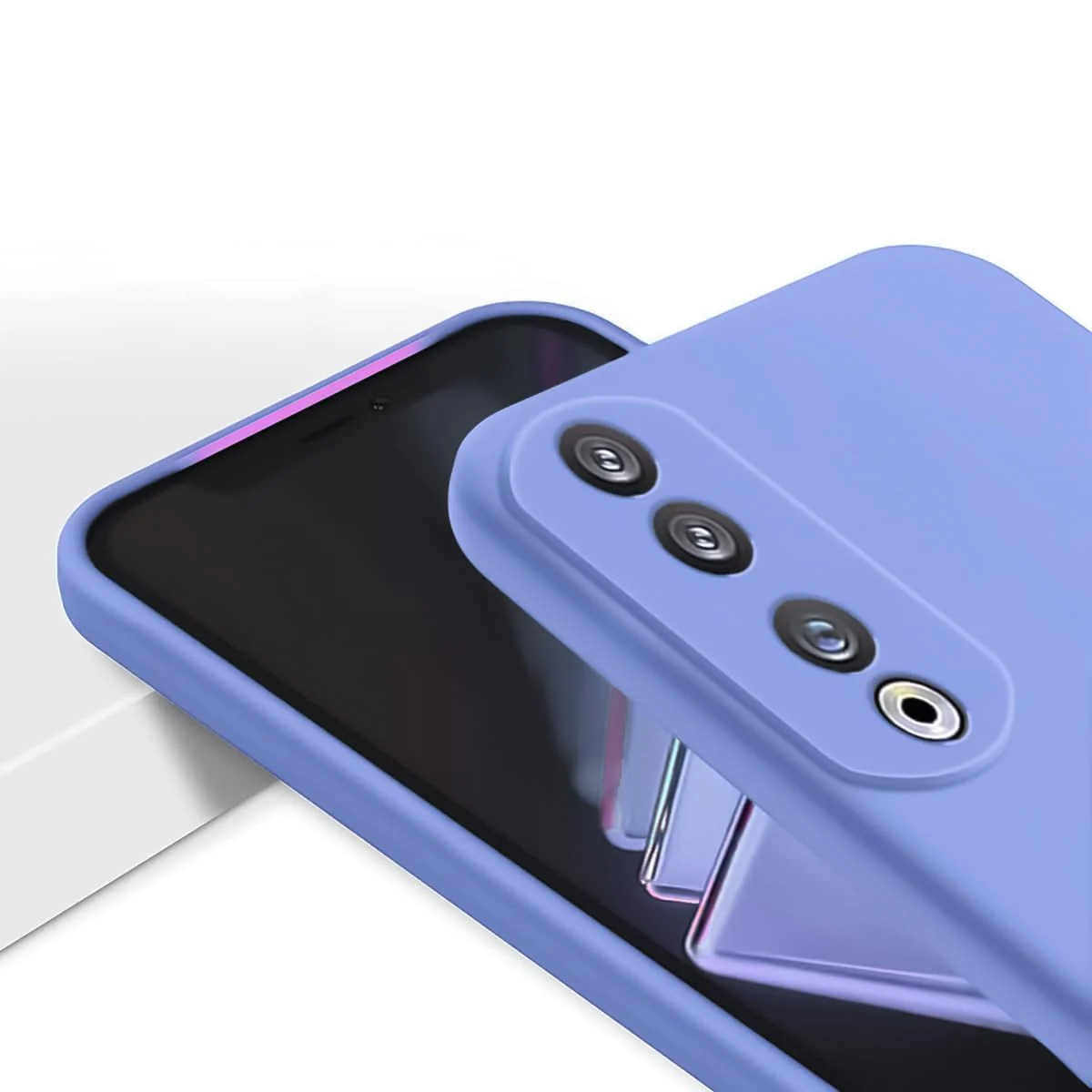 DL3 Mobilak Soft Silicone Protective Case for Honor 90 with Microfiber Lining and Shockproof Design - Baby Blue