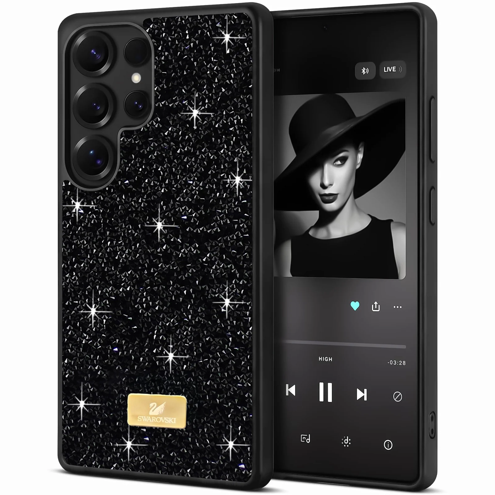 Case For Samsung Galaxy S26 Ultra Case Glitter, Sparkle Diamond Crystal Bling Case with Bling, Ultra Thin Lightweight Full Body Shockproof Anti-Scratch Protective Cover - Black