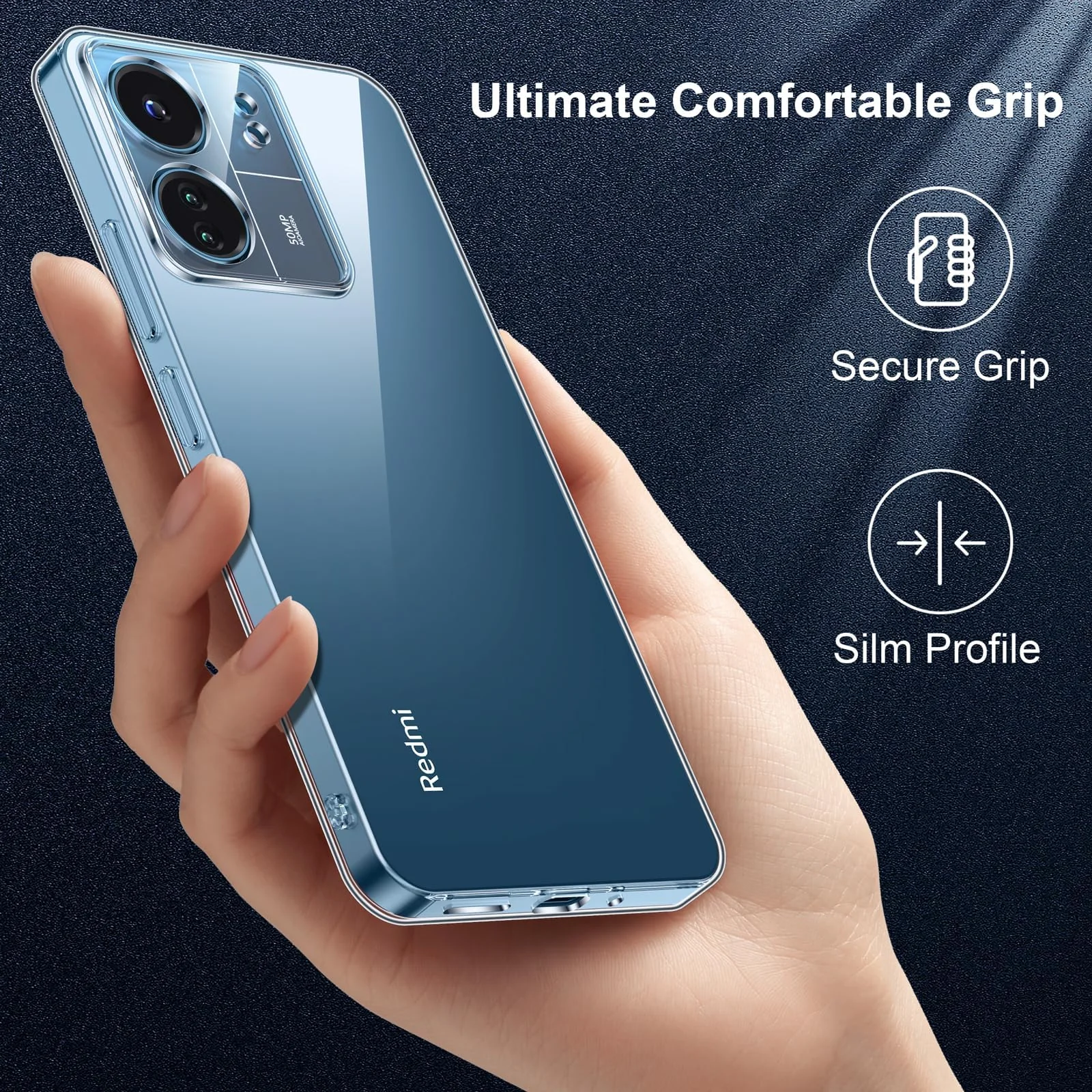 DL3 Mobilak Camera Protective Case Compatible with Xiaomi Redmi 13C 4G/Poco C65 Cover, Mobile Phone Case Thin Soft Silicone Anti-Yellow Protective Case - Clear