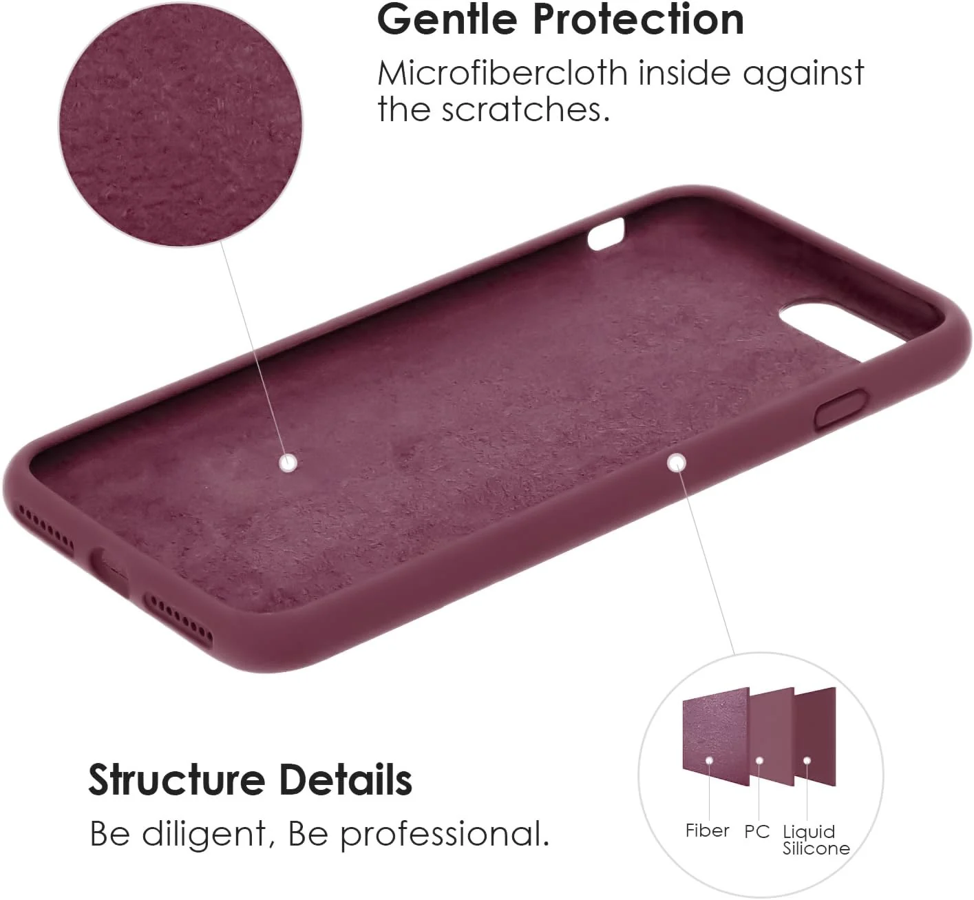 DL3 Mobilak Liquid Silicone Protective Case for iPhone SE 2022, SE 2020, iPhone 7, iPhone 8 with Camera Protection and Microfiber Lining - Dark Red