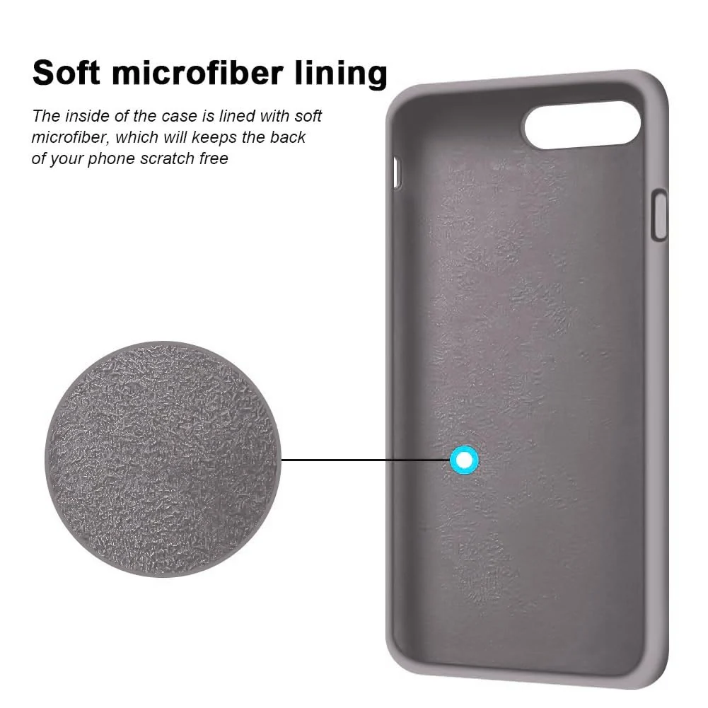 DL3 Mobilak Liquid Silicone Case for iPhone 7 Plus / iPhone 8 Plus, Shock-absorbing protection, Scratch-resistant surface, Soft microfiber lining - Stone