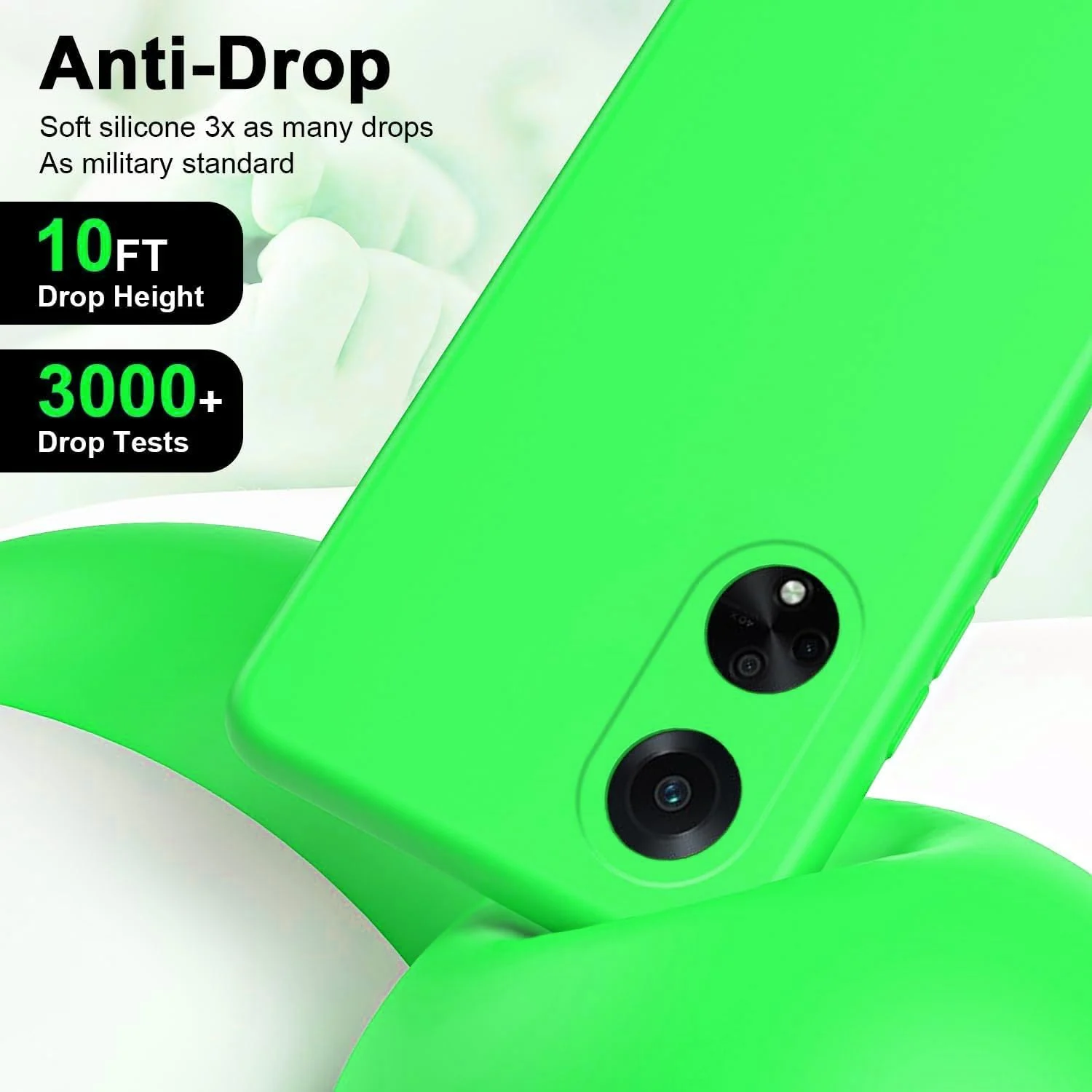 DL3 Mobilak Soft Silicone Protective Case for OPPO A98 with Microfiber Lining and Shockproof Design - Neon Green