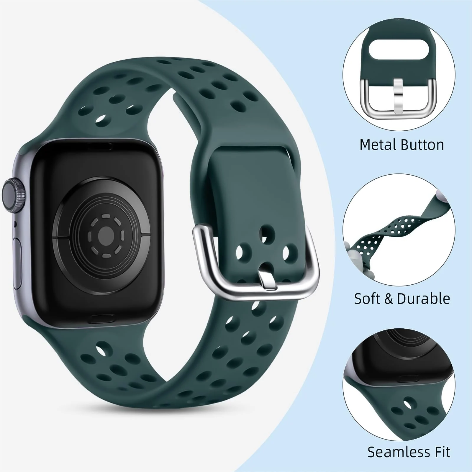 DL3 Mobilak Silicone Sport Band 20MM Strap For Samsung Galaxy Watch 7 6 5 4 40mm 44mm/5 Pro 45mm/S2 classic/active 2 40mm 44mm/Amazfi GTS 2/2e/GTS 3/3 Pro/GTS 4/GTS 2 Mini/3 Mini/4 Mini/Bip3/Bip 3 Pro - Green