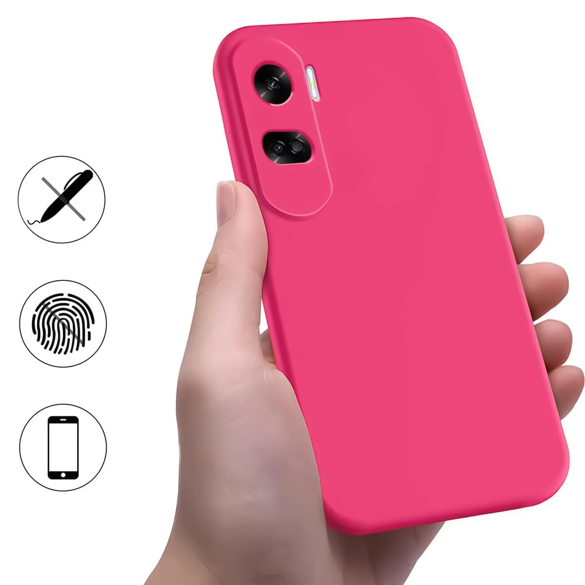 DL3 Mobilak Honor 90 Lite Case, Soft Flexible Silicone Gel Rubber Bumper Cover, Full Body Shockproof Protective Phone Case - Hot Pink