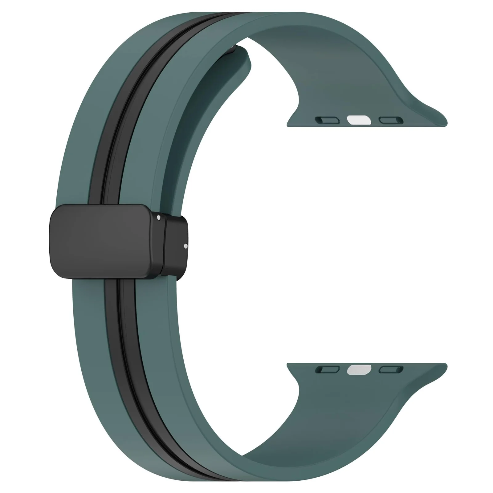 DL3 Mobilak Magnetic Bands for Apple Watch Ultra/Ultra 2 Band 49mm 45mm 44mm 42mm 41mm 40mm 38mm, Soft Sport Silicone Strap for iwatch Series 9/8/7/6/5/4/3/2/1/SE (42mm/44mm/45mm/49mm) - Green Black