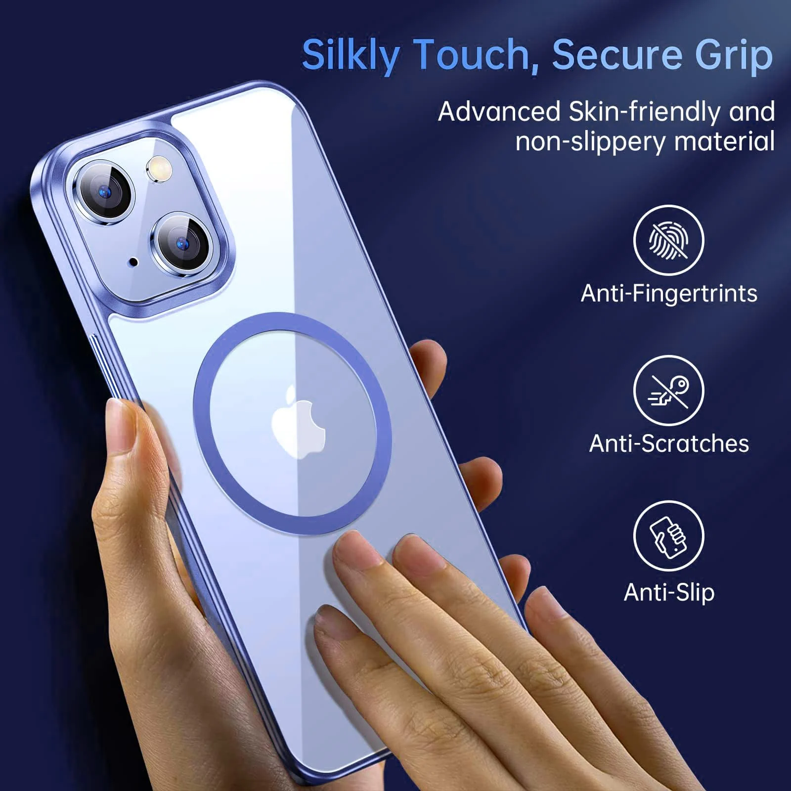 DL3 Mobilak Clear TPU Case for iPhone 15 + Plus / iPhone 14 Plus 6.7-Inch, Compatible with MagSafe accessories, Shock-absorbing protection, Anti-fingerprint finish - Sierra Blue