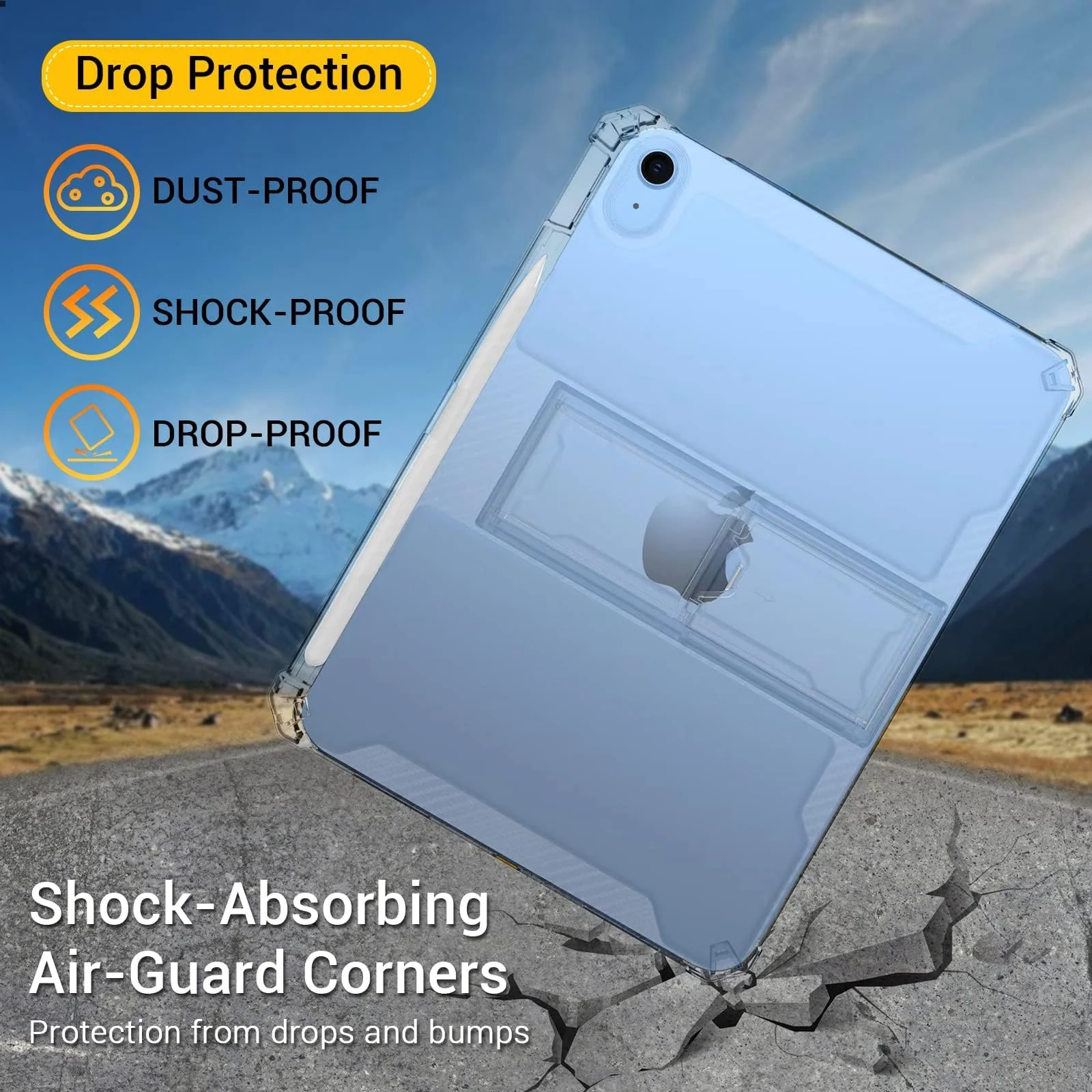 DL3 Mobilak Transparent Stand Case for iPad Mini 7 A17 Pro 2024/iPad Mini 6 2021 8.3 Inch iPad Mini 7th/6th Gen Shockproof, Slim Anti-Yellowing Bumper, Kickstand Cover, with Pencil Holder - Clear
