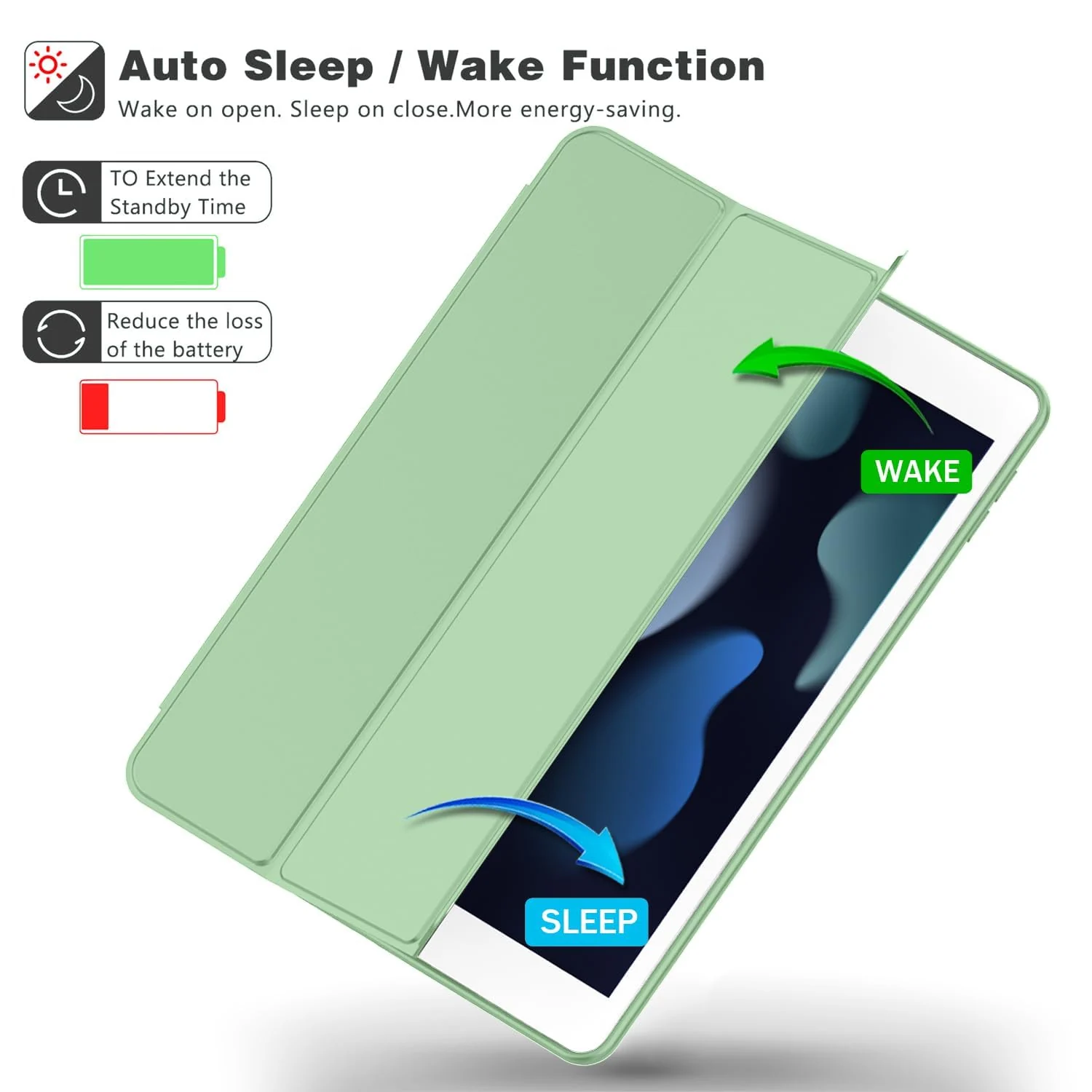 DL3 Mobilak Xiaomi Redmi Pad SE 11 inch Tablet 2023 Case with Pen Holder, Soft TPU Back Trifold Stand Protective Smart Cover Flip, Auto Wake & Sleep - Mint Green