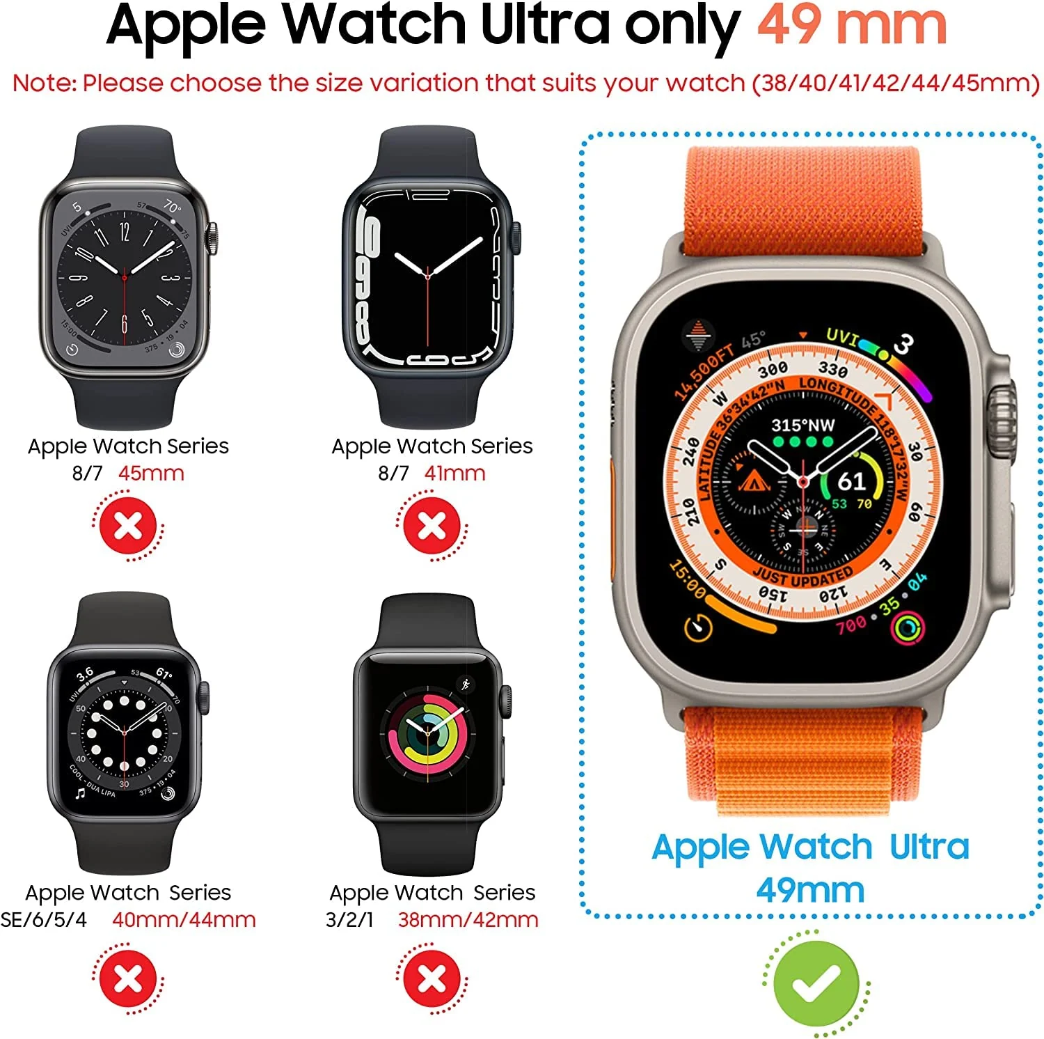 DL3 Mobilak Hard Case Designed for Apple Watch Ultra 2 (2023) / Ultra 1 49mm, Built-in 9H [HD Clear] Tempered Glass Screen Protector, [Full Protection] Slim Cover for iWatch 49mm - Blue