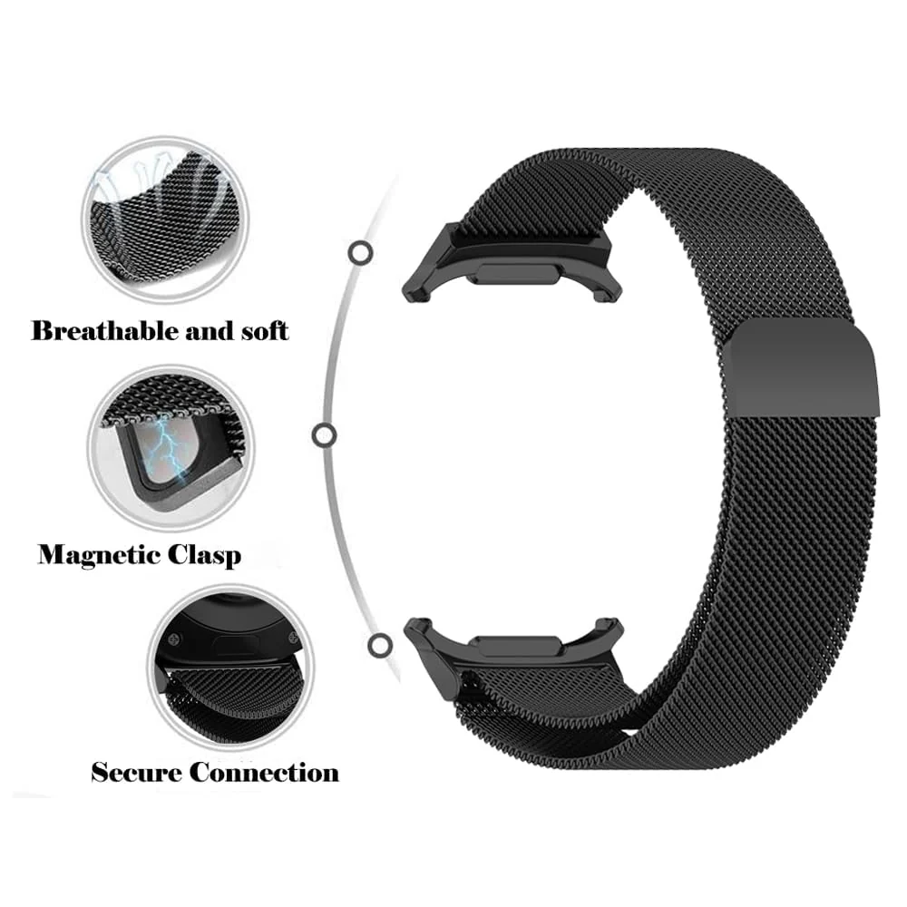 DL3 Mobilak Metal Band Compatible with Samsung Galaxy Watch 7 Ultra Bands 47mm, Stainless Steel Mesh Loop Magnetic Clasp Wristbands Replacement Accessory Women Men for Samsung Watch Ultra Band 47 mm - Black