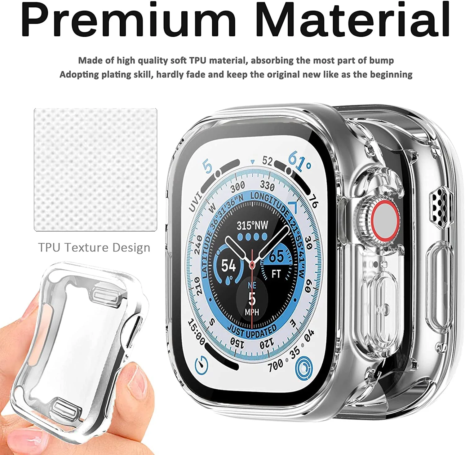 DL3 Mobilak Case Compatible with Apple Watch Ultra 49mm Case Watch Soft TPU Shockproof Cover Slim Guard Thin Bumper Shell Protector - Clear