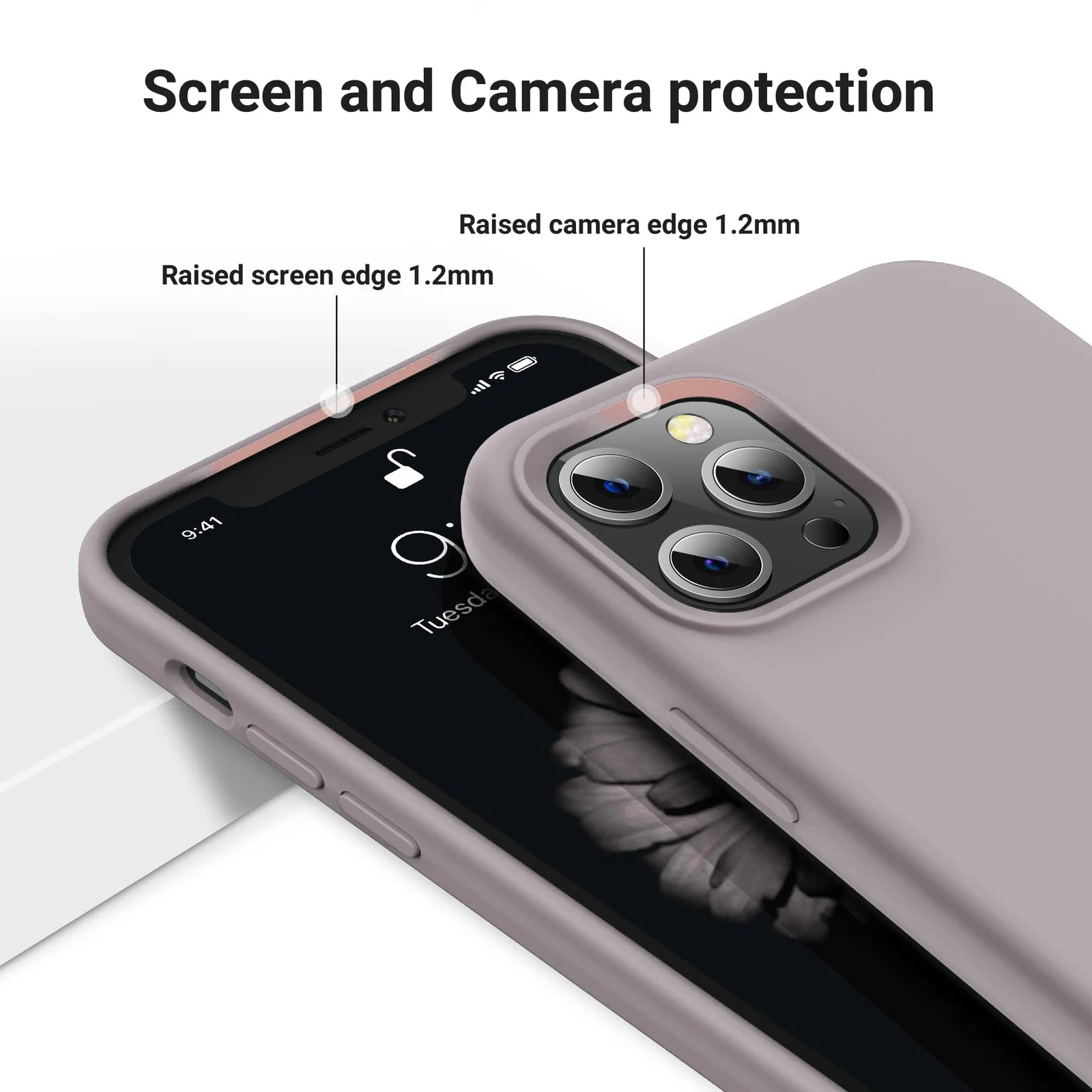 DL3 Mobilak Liquid Silicone Protective Case with Soft Microfiber Lining for iPhone 13 Pro (6.1 Inch) - Lavender