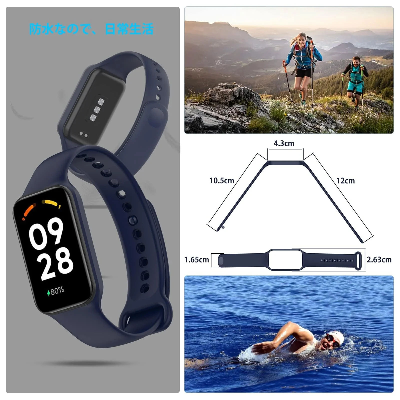 DL3 Mobilak Smart Watch Strap for Xiaomi Redmi Band 2, Sport Silicone Watch Band Wrist Strap, Replacement Bracelet Wristband Wrist Strap for Xiaomi Redmi Smart Band2 Accessories - Midnight Blue