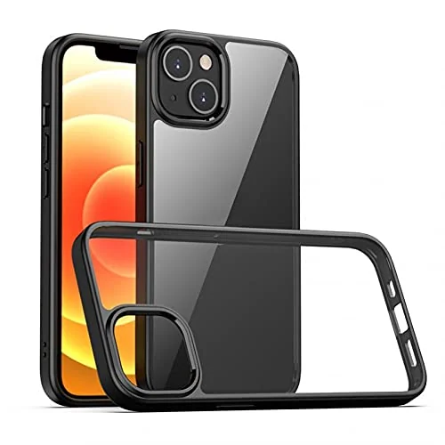 DL3 Mobilak Clear PC and TPU Protective Case for iPhone 14 Plus with Shockproof Design and Anti-Yellowing Design - Black