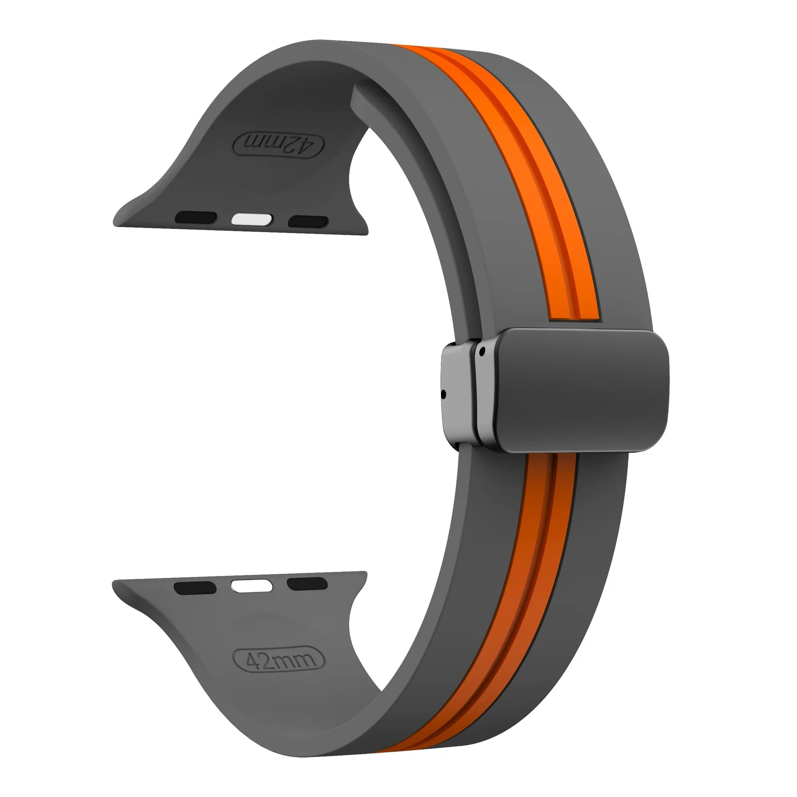 DL3 Mobilak Magnetic Strap for Apple Watch Band 49mm 45mm 44mm 41mm 40mm 38mm 42mm, Silicone Replacement Wristband Strap for iwatch Series 9 8/7/6/5/4/3/2/SE (38mm/40mm/41mm) - Grey Orange