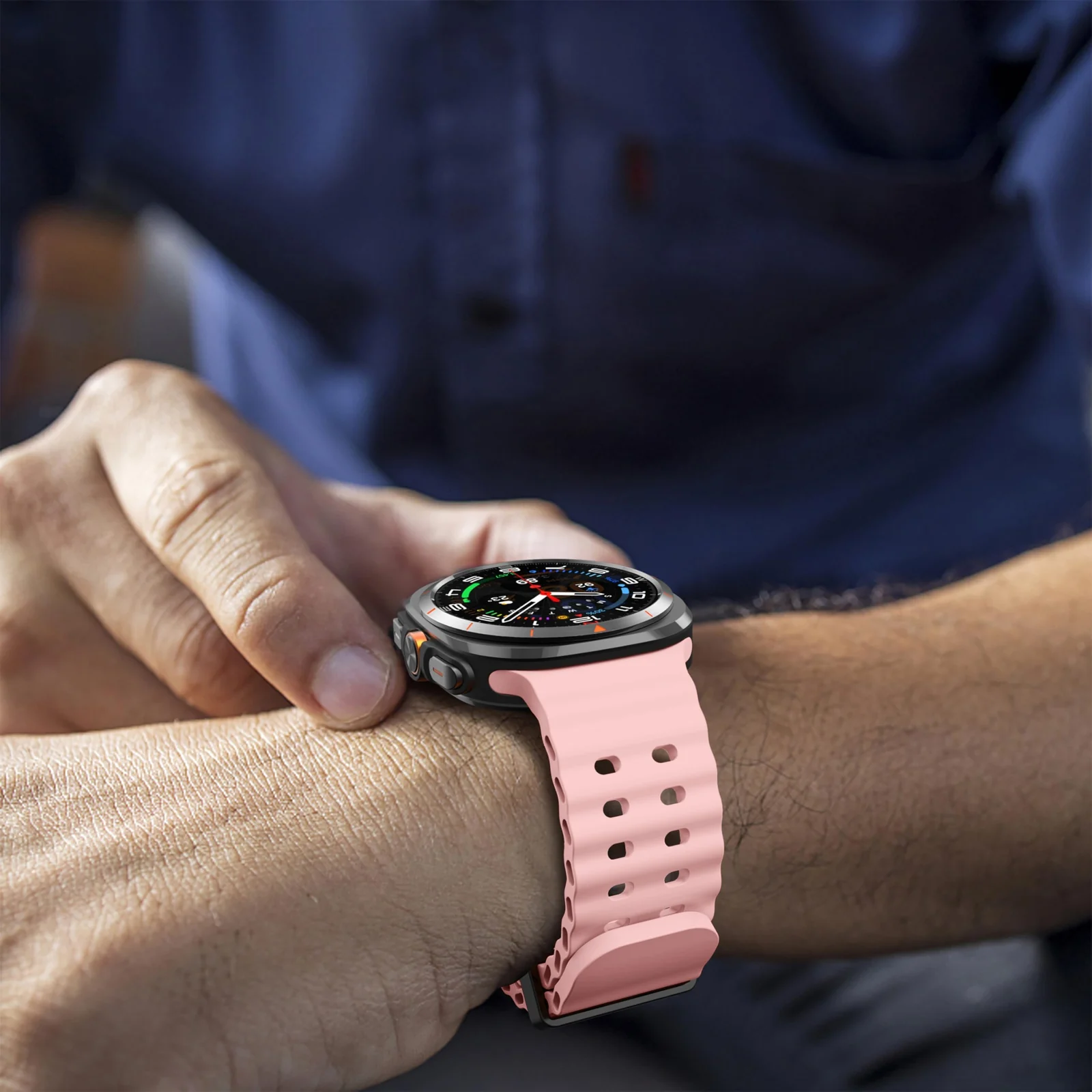 DL3 Mobilak Sport Band Compatible with Samsung Galaxy Watch Ultra Band 47mm Women Men, Breathable Soft Silicone Waterproof Watch Strap Accessories for Samsung Watch 7 Ultra Bands - Pink