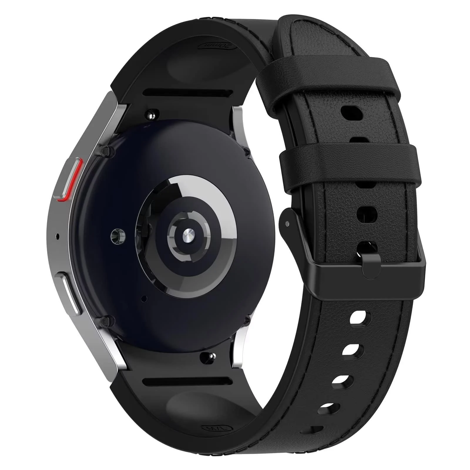 DL3 Mobilak No Gap Leather silicone Bands Compatible with Samsung Galaxy Watch 6 5 4 40mm 44mm, Galaxy Watch 5 Pro Band 45mm/ Watch 6 4 Classic Band 42mm 46mm 43mm 47mm Soft Strap - Black