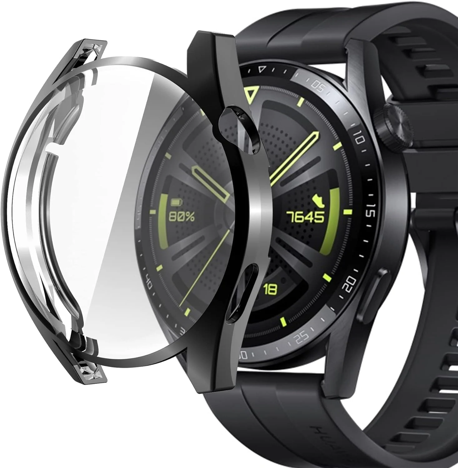 DL3 Mobilak Case Compatible with Huawei Watch GT3 46mm Case All-Around Screen Protector Watch Soft TPU Shockproof Cover Slim Guard Thin Bumper Shell Protector - Black