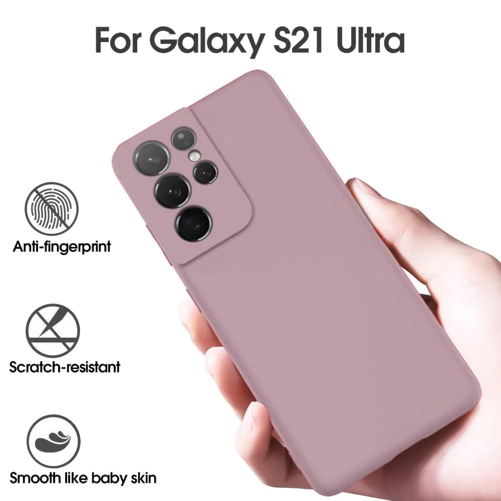 DL3 Mobilak Silicone Protective Case for Samsung Galaxy S21 Ultra 5G, Shock-absorbing protection, Scratch-resistant surface, Soft microfiber lining - Cashmere