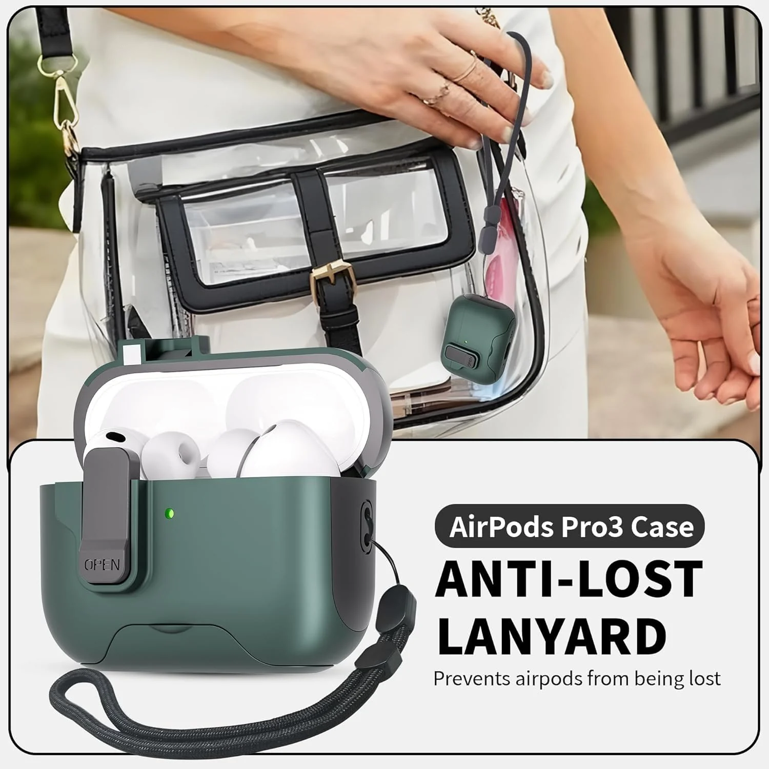 DL3 Mobilak for AirPods 3rd Generation Case Cover with Lock, Military Armor Cool AirPods 3 Case with Keychain for Men Women Hard Shell Shockproof Air Pod 3 for AirPod 3rd Gen 2021 - Green Black