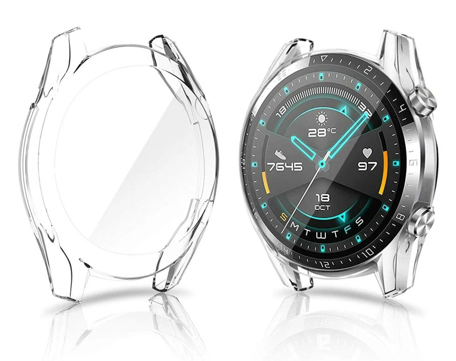 DL3 Mobilak Case Compatible with Huawei Watch GT2 46mm Case All-Around Screen Protector Watch Soft TPU Shockproof Cover Slim Guard Thin Bumper Shell Protector - Clear