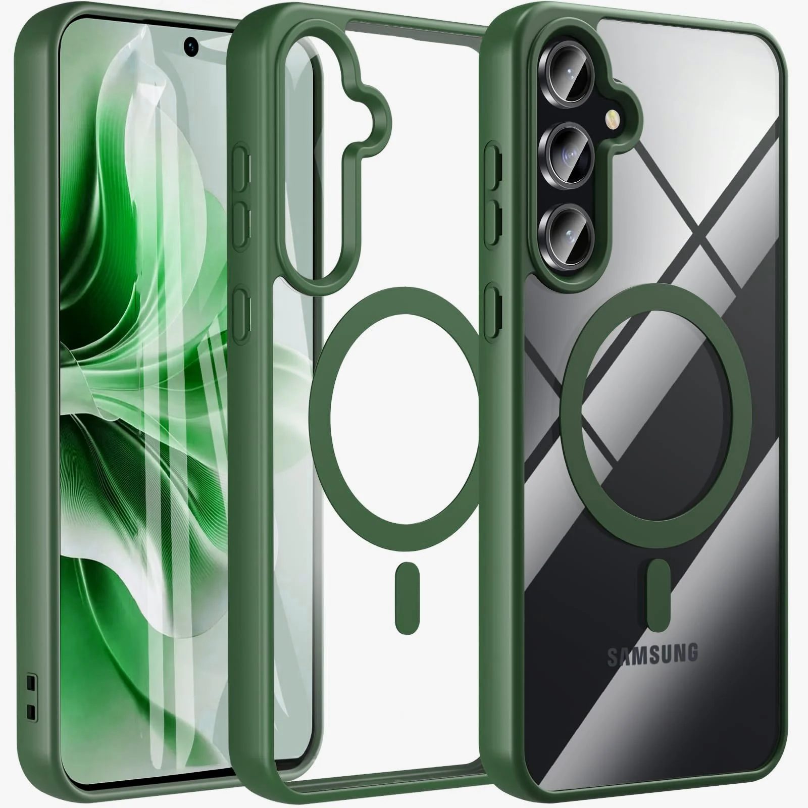DL3 Mobilak Clear MagSafe-Compatible TPU Case for Samsung Galaxy S24 Fe - Green
