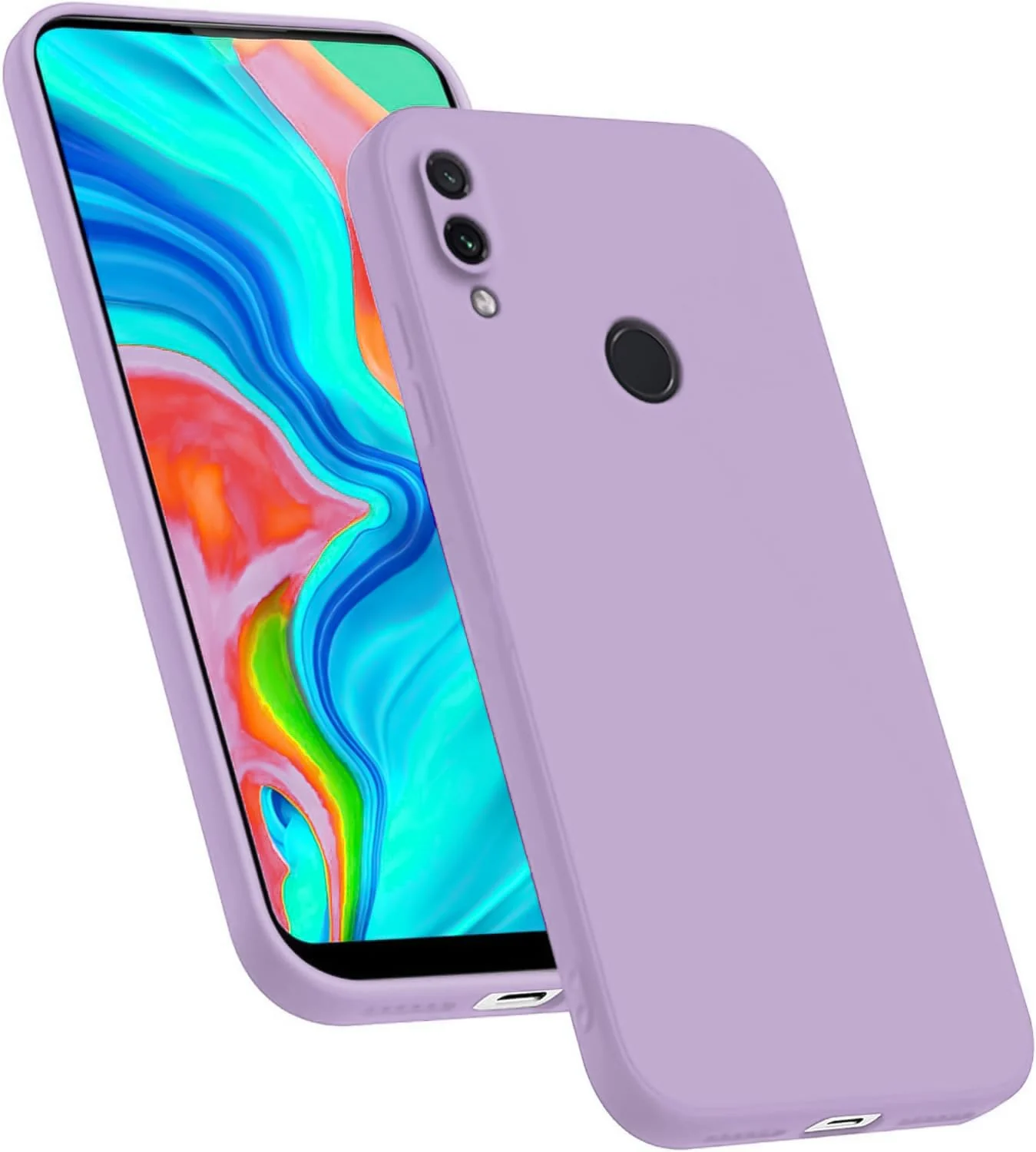 Dl3 Mobilak Compatible with Huawei Y7 2019 / Huawei Y7 Prime 2019 Case, Liquid Silicone Case, Full Body Camera Protective Cover, Shockproof, Slim Phone Case, Soft Microfiber Lining Case - Light Purple