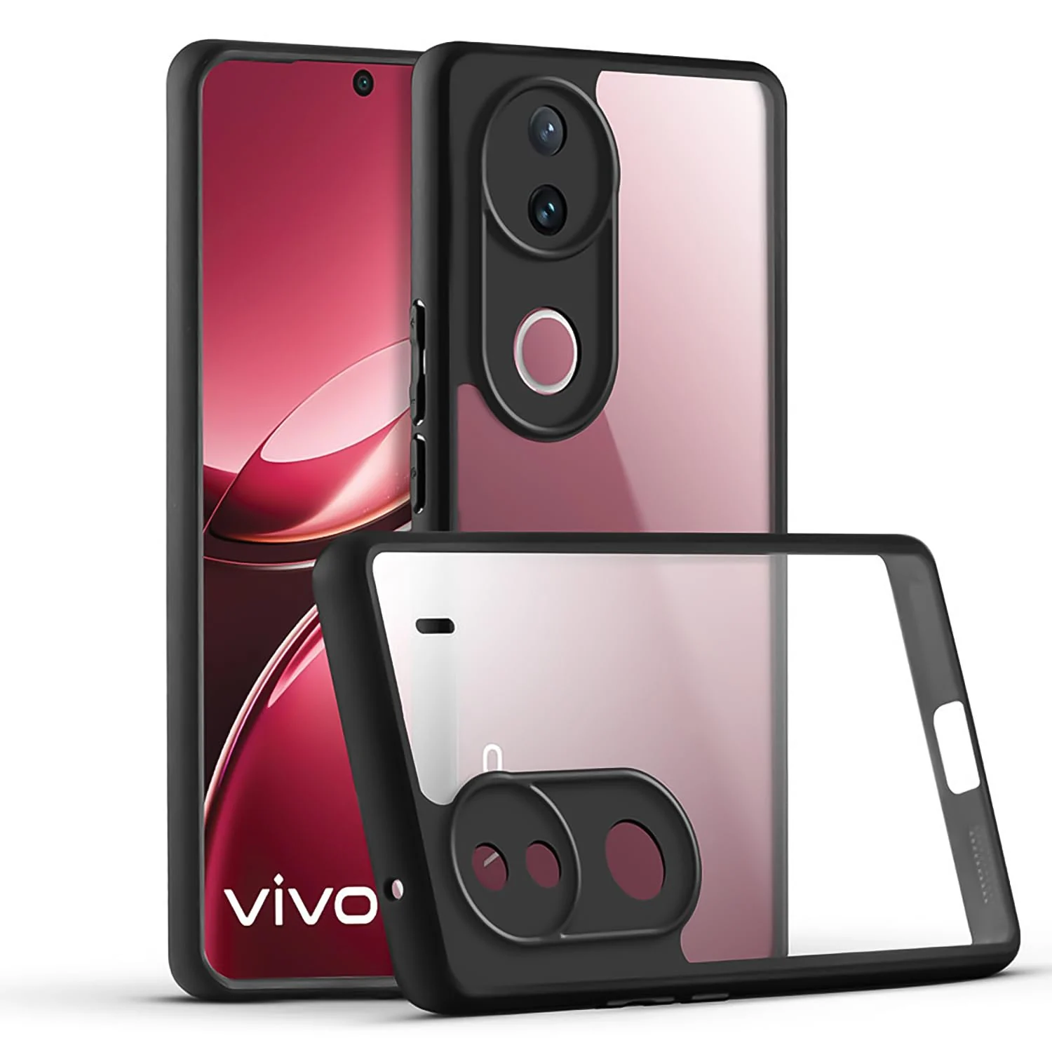 DL3 Mobilak Compatible with Vivo V50 5G / Vivo V50E Case Transparent, Military-Grade Shockproof Anti-Yellowing, Slim Protective Phone Case Full Bumper Cover With Camera Protective - Black